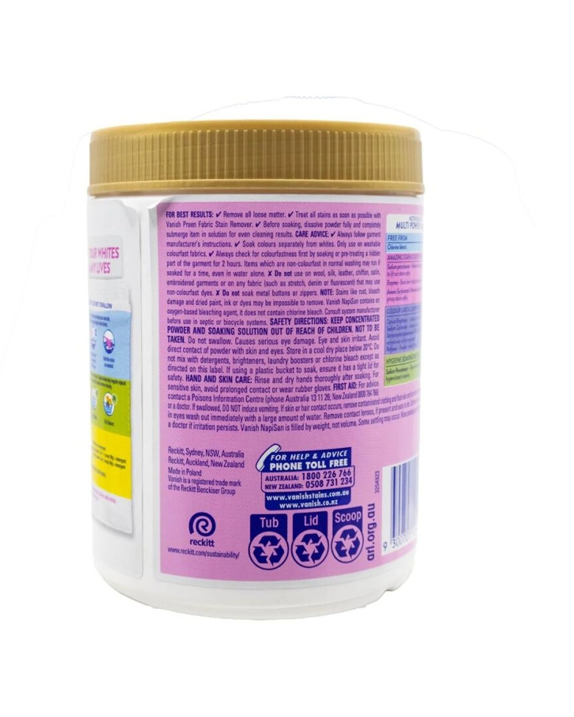 4 Vanish 3PK Napisan Oxi Action Multi Stain Remover Powder 1kg - White, 4 of 4