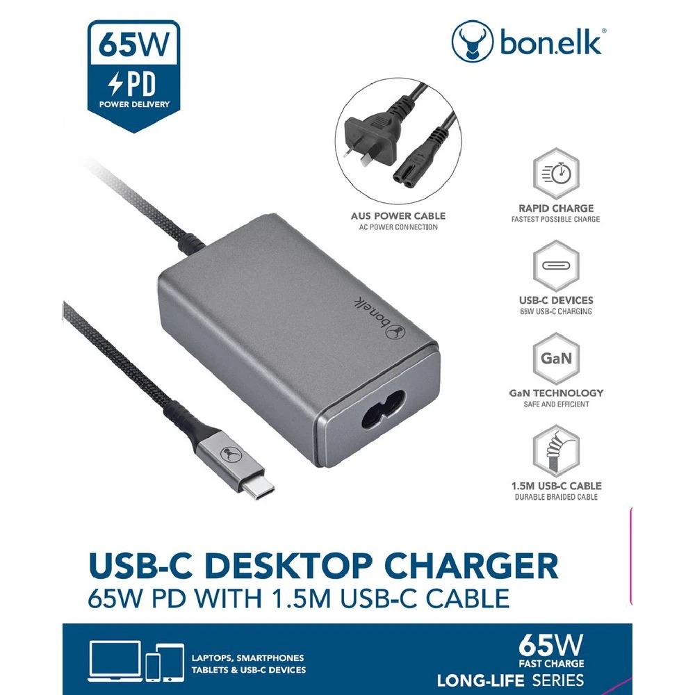5 Bonelk Laptop Charger USB-C 65w Space Grey, 5 of 5