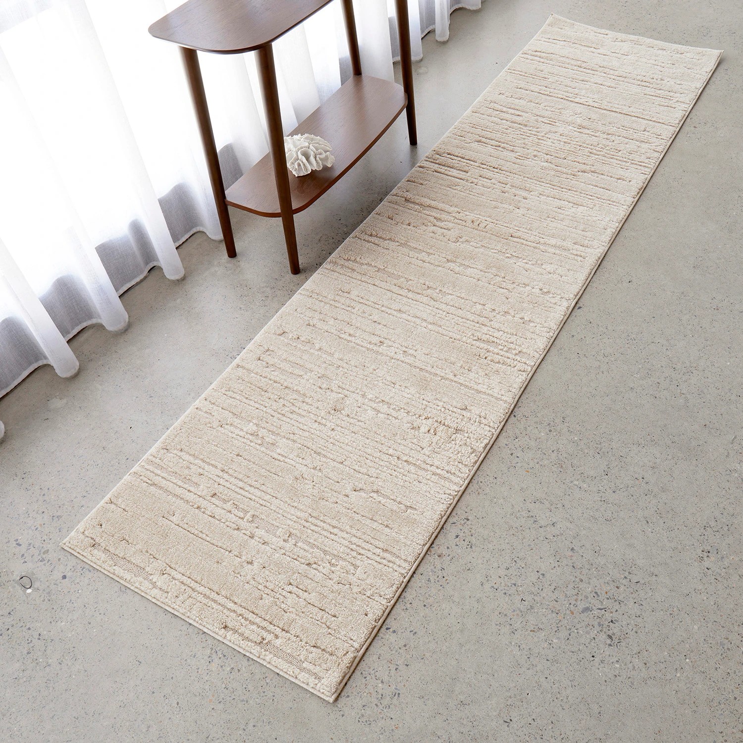 1 Common Ground Rugs Lyrica Ezra 400x80cm Runner - Large Pet Friendly Rug - Beige - Natural, 1 of 7