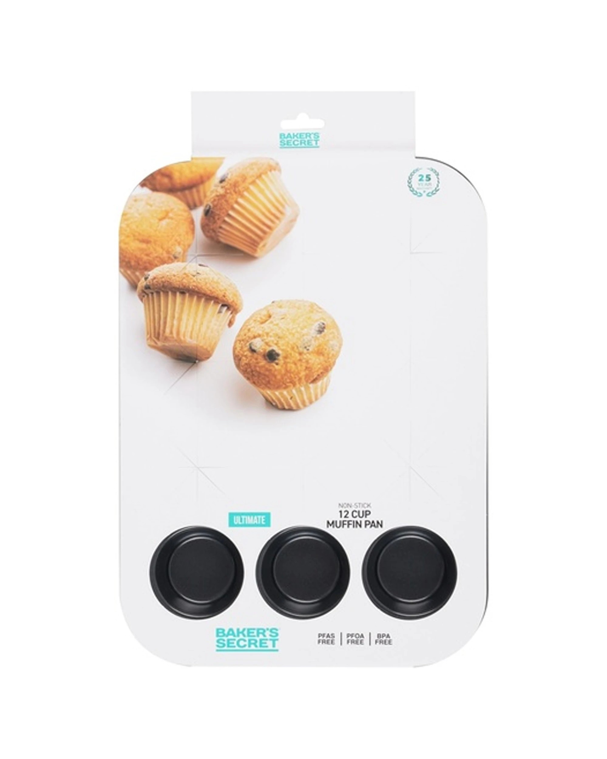 3 Bakers Secret Ultimate Non-Stick Muffin Cupcake Pan 12 Cup Heavy Duty Oven-Safe - Black, 3 of 5