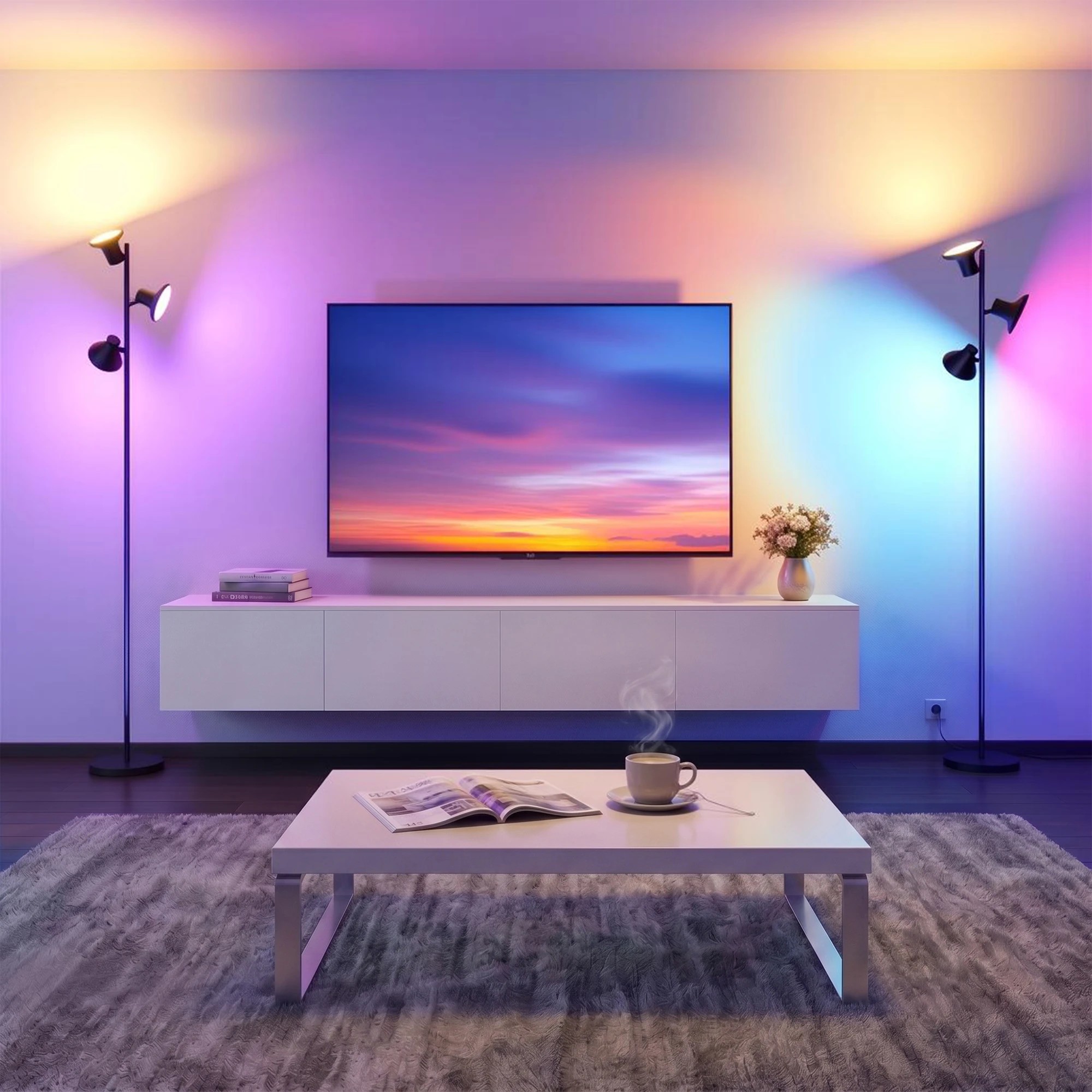 3 Artiss RGB Floor Lamp LED with 3 Swivel Lights Color Changing Lamp with Remote Stepless Dimmable - Black, 3 of 9