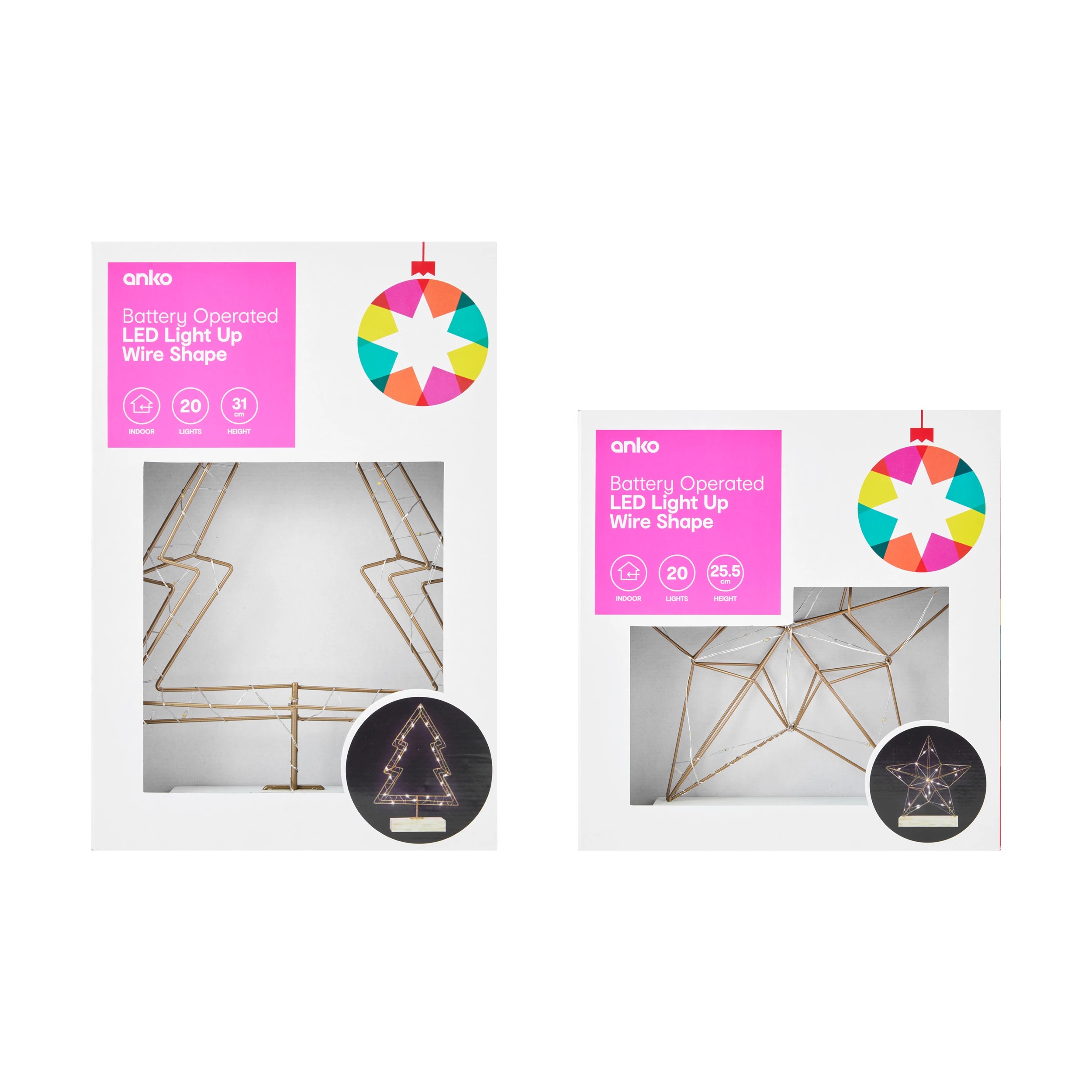 6 Battery Operated LED Light Up Wire Shape - Assorted, 6 of 7