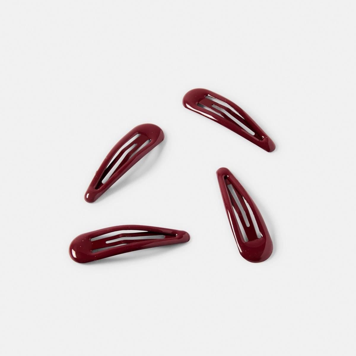 2 4 Pack School Basic Snap Hair Clips Burgundy, 2 of 3