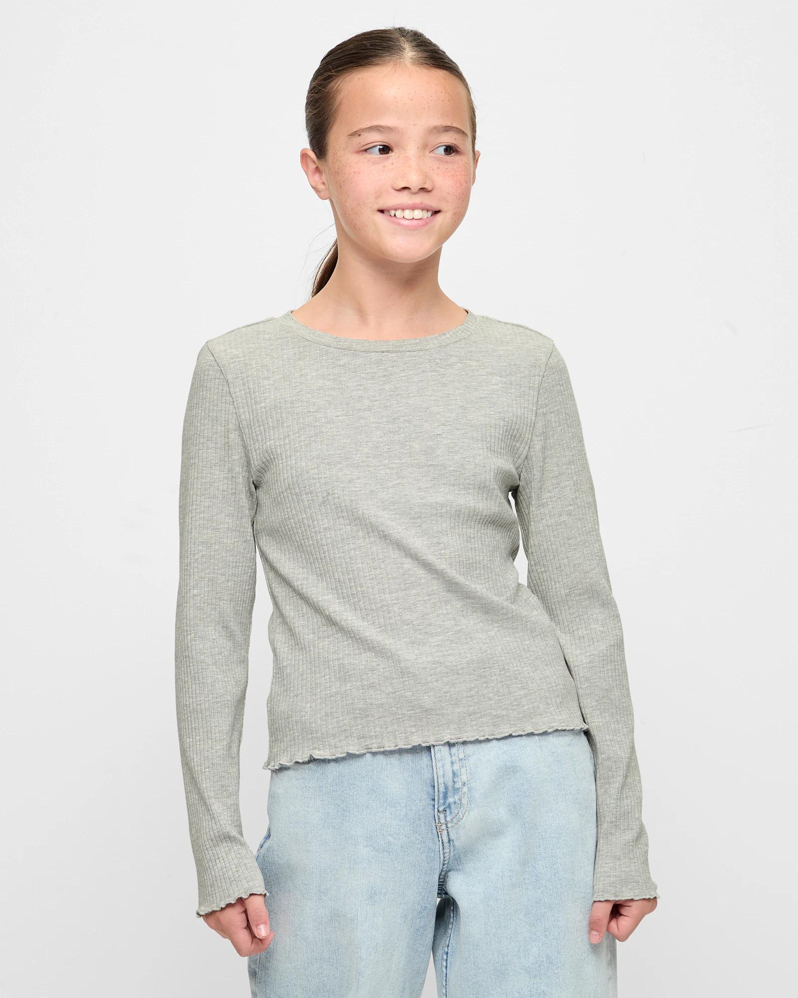 1 Target Australian Cotton Blend Long Sleeve Rib Top GREY, 1 of 5