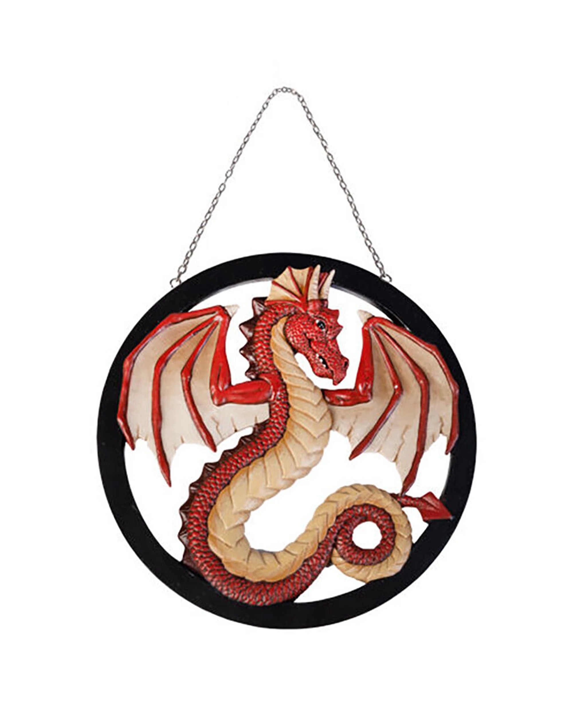 1 Mystical Worlds Hanging Wall Home Decor Dragon Style Front Door Display - Red, 1 of 2