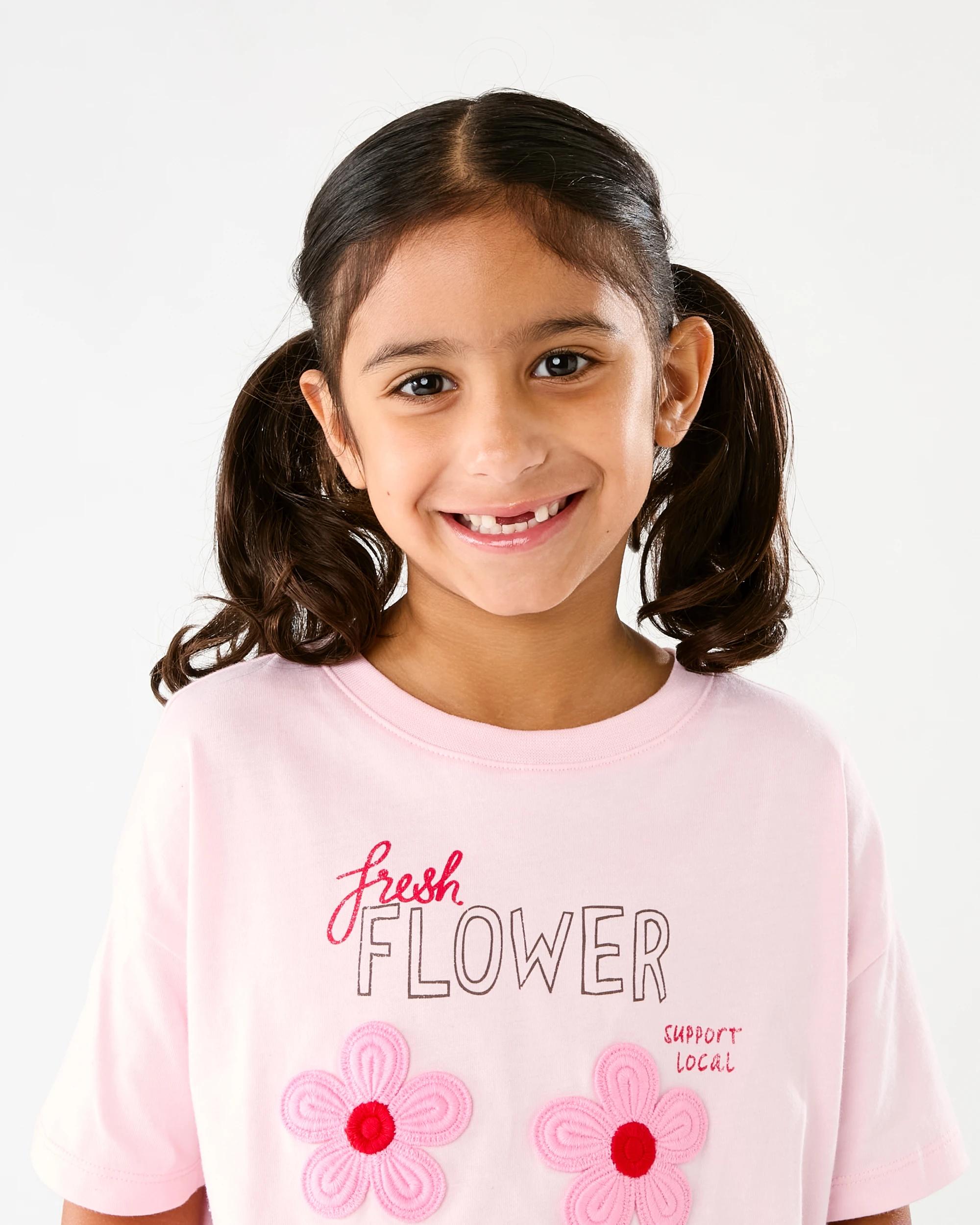 3 Short Sleeve Oversized Embroidered T-shirt Pnk Floral, 3 of 6