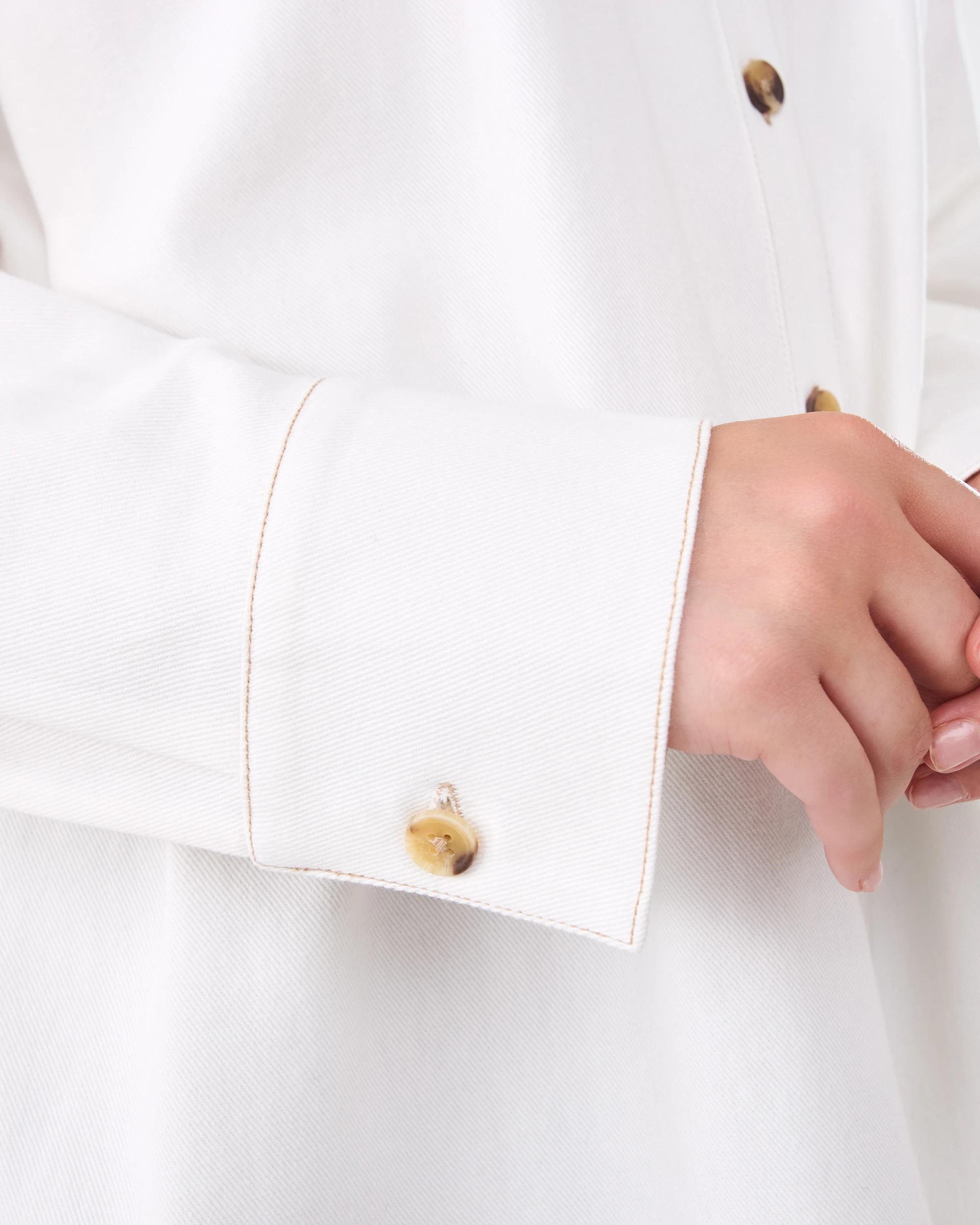 7 Long Sleeve Oversized Denim Shirt Ecru, 7 of 7