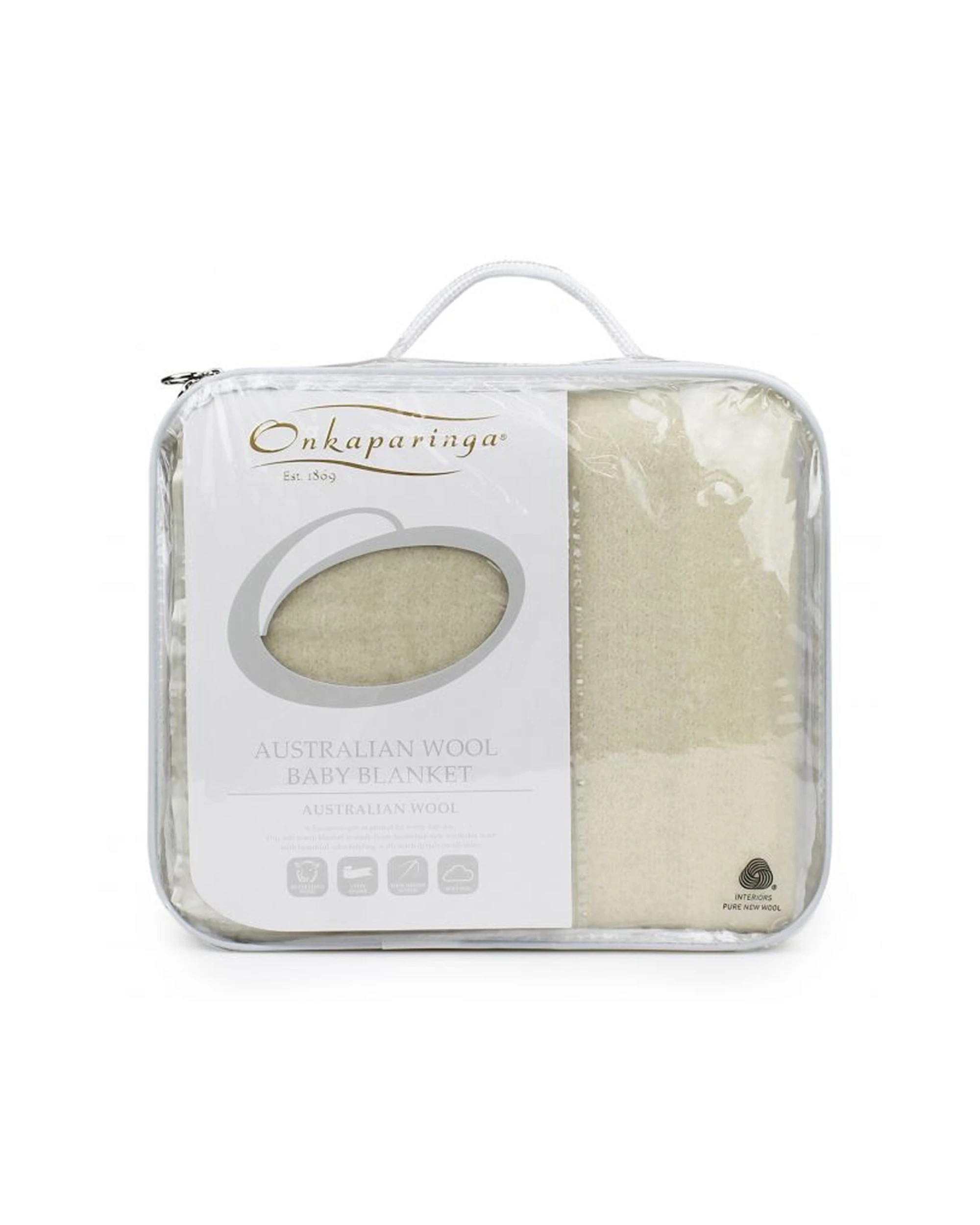 1 Onkaparinga Wool Cot Blanket Australian New Washable Wool Edging - Beige, 1 of 1