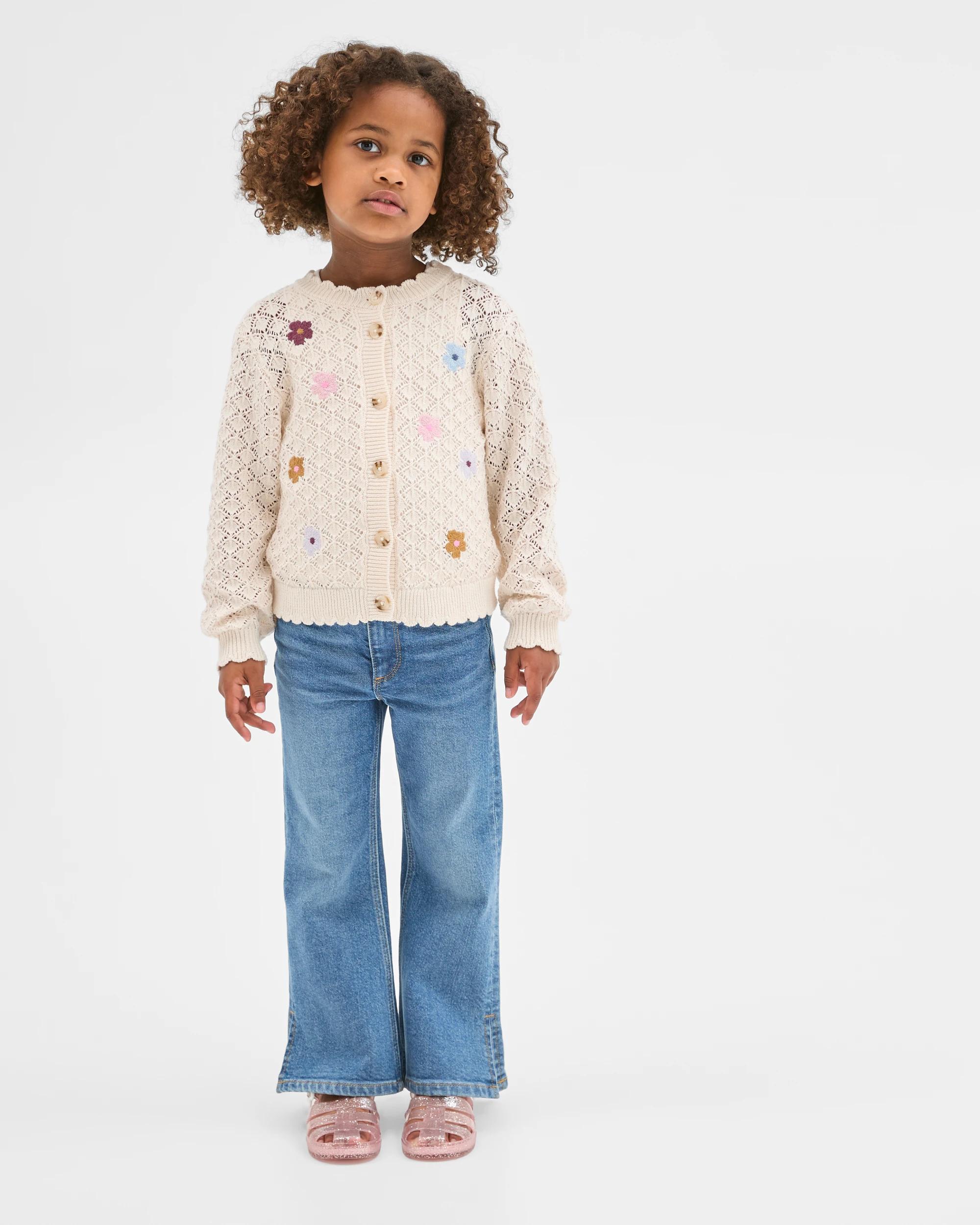 3 Target Kids Australian Cotton Lightweight Knit Cardigan DITSY CREAM, 3 of 7