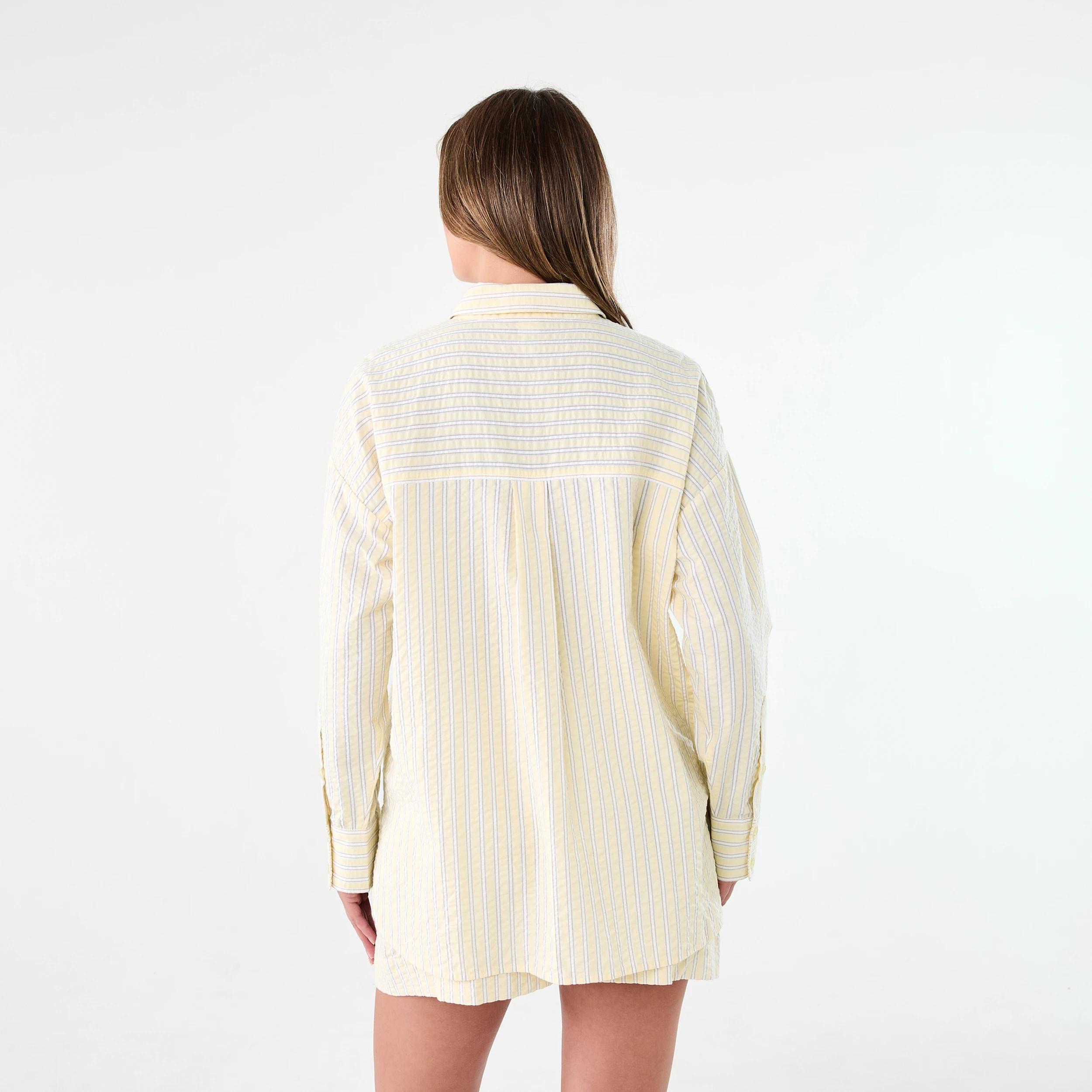 4 Long Sleeve Oversized Seersucker Shirt S Strp Yf, 4 of 9