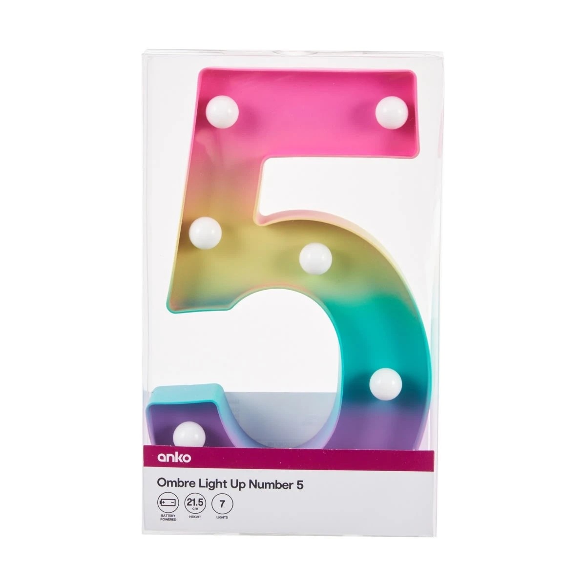 4 Ombre Light Up Number - 5, 4 of 5