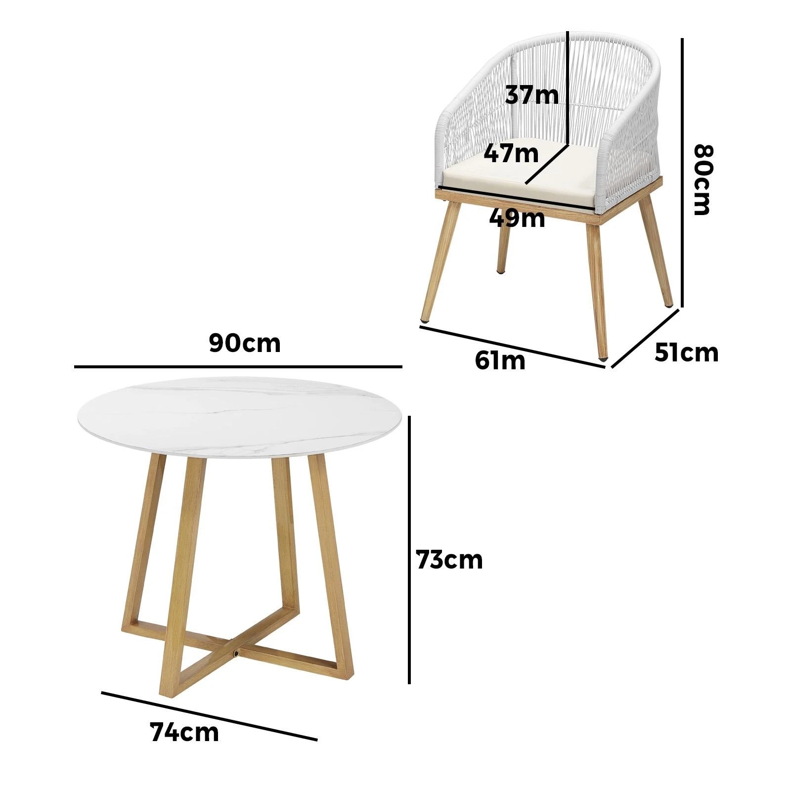 9 Livsip 3 Piece Outdoor Dining Setting Table Lounge Chairs Patio Furniture Set
 - Multi, 9 of 10