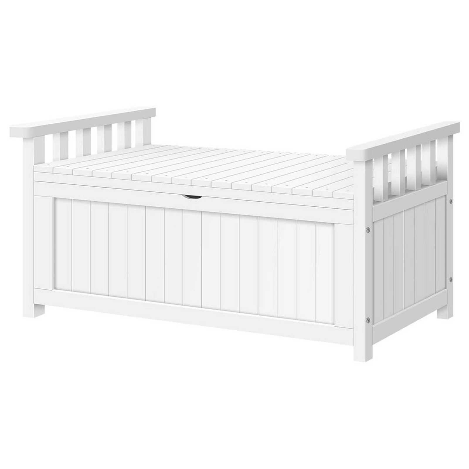 1 Alfordson Outdoor Storage Box Wooden Garden Bench Chest Tool Sheds L - White, 1 of 9