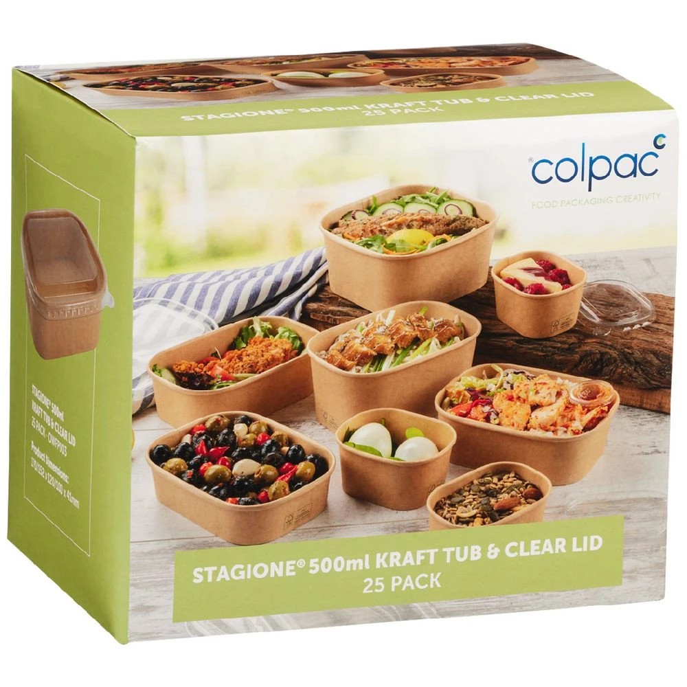 1 Colpac Stagione Kraft Tub and Lid 500ml 25 Pack, 1 of 9