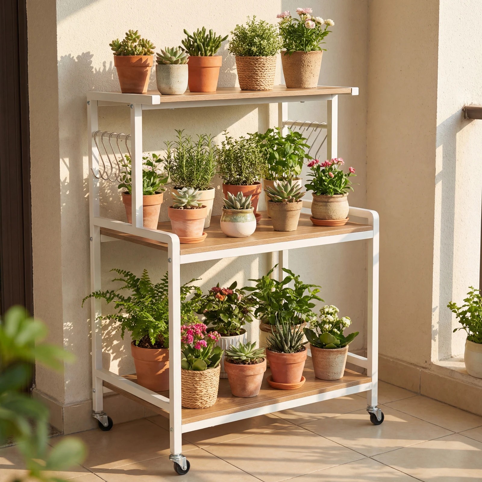 4 Costway 3-Tier Kitchen Rolling Utility Cart w/Power Outlets, 4 of 4