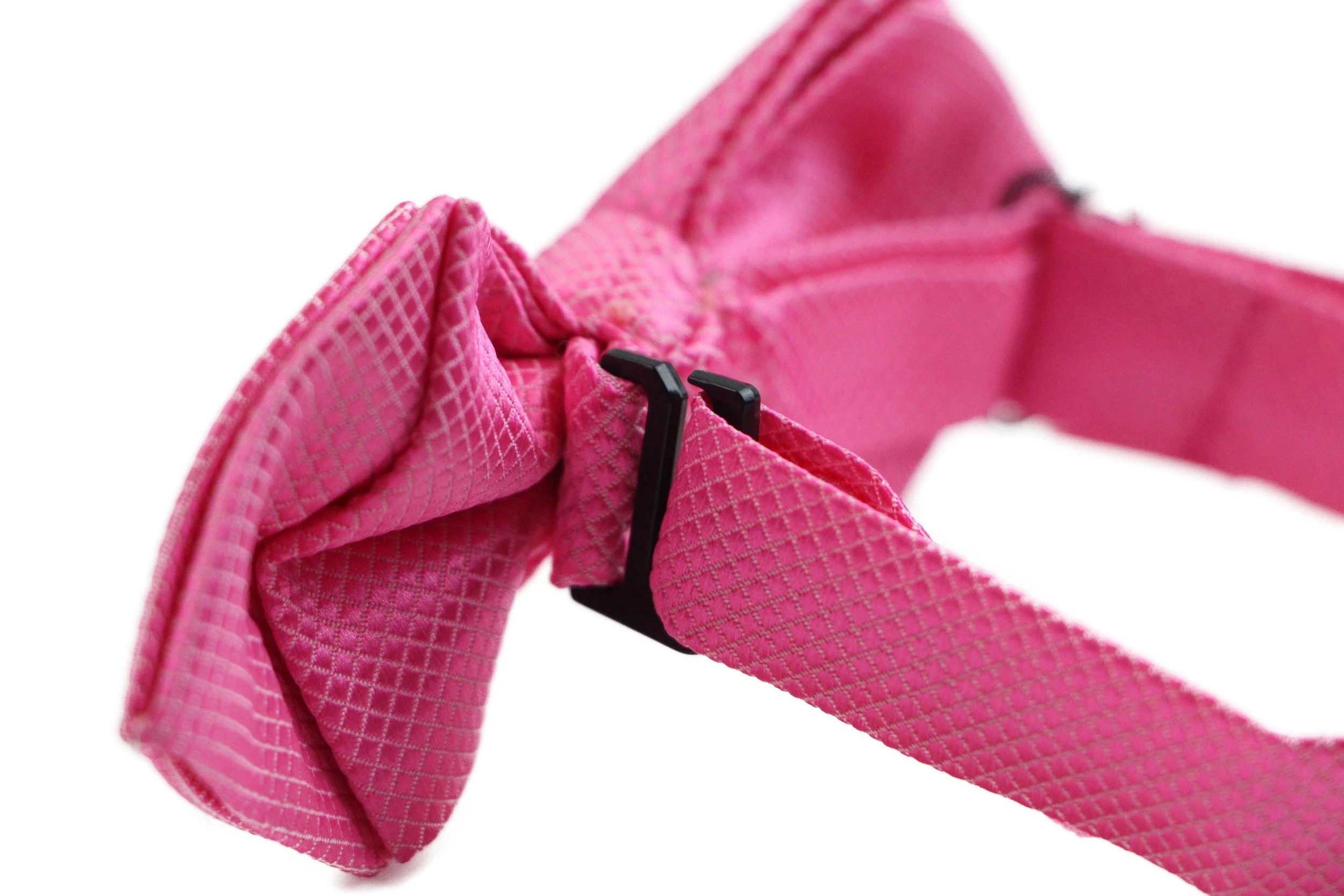 2 Zasel Mens Fuchsia Diamond Shaped Checkered Bow Tie - Pink, 2 of 3