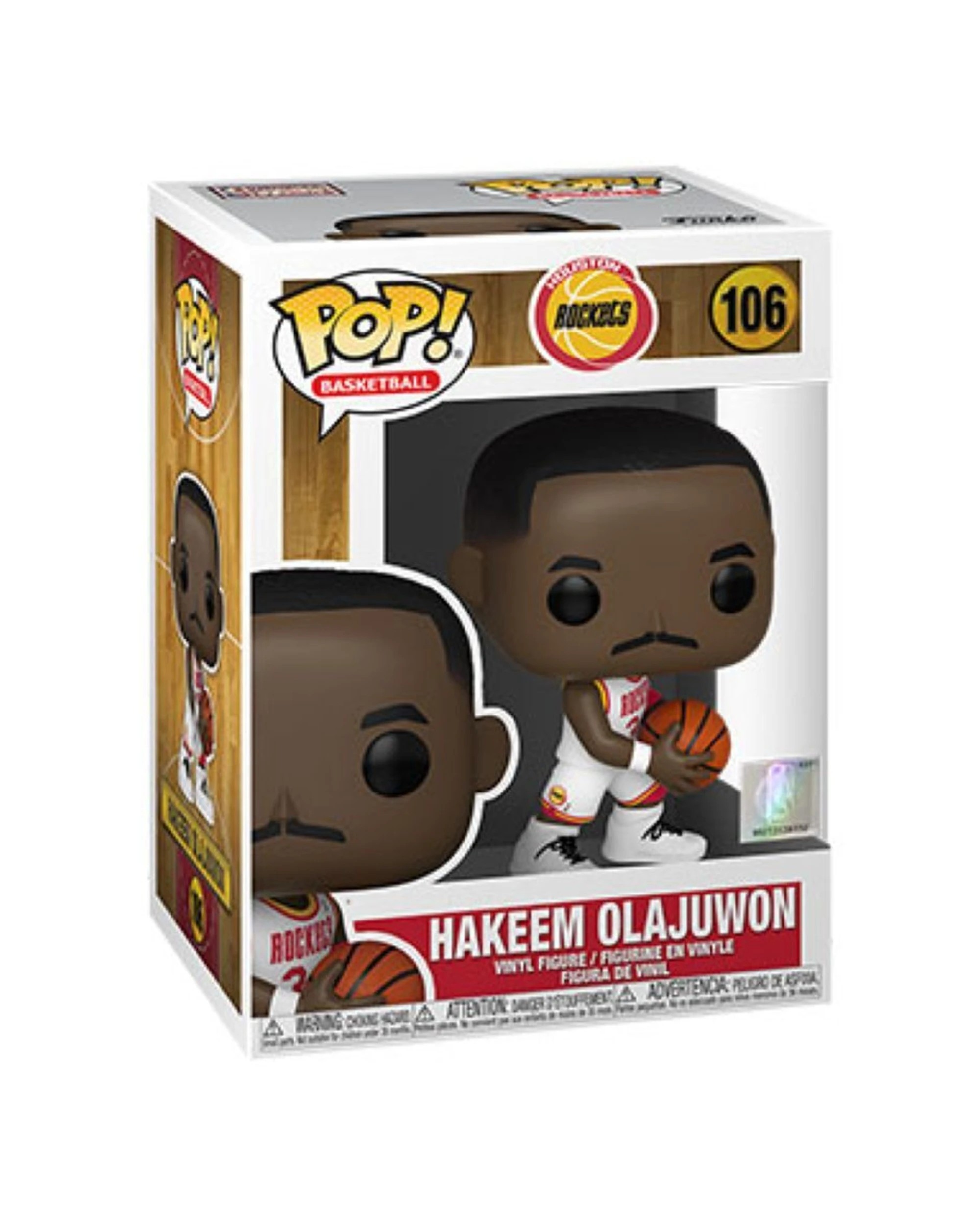 3 Pop NBA Legends Hakeem Olajuwon Pop Rockets Home Vinyl Action Figure 10cm - White, 3 of 3