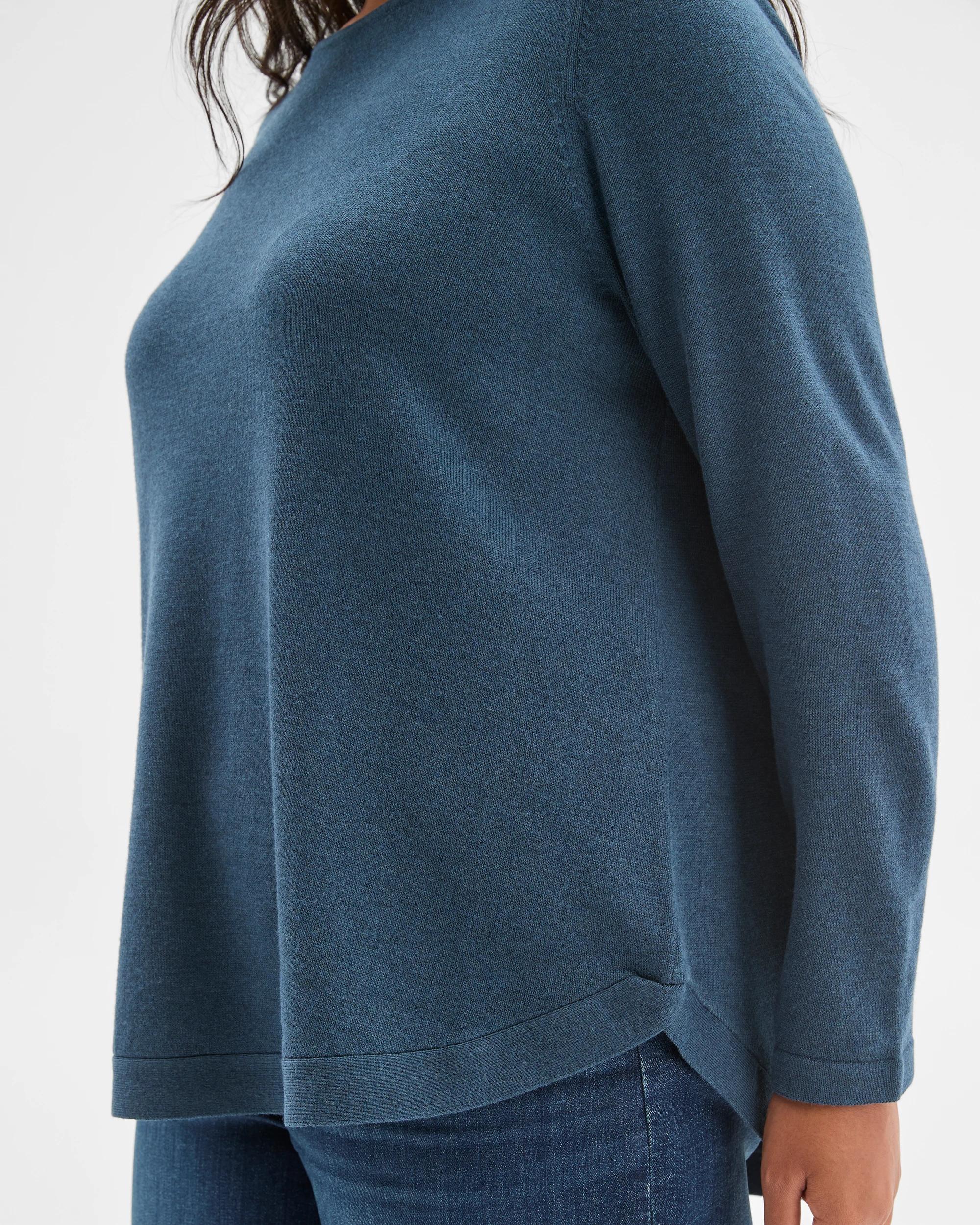 4 Target Curve Plus Size Long Sleeve Curve Hem Rib Jumper DARK TEAL MARLE, 4 of 5