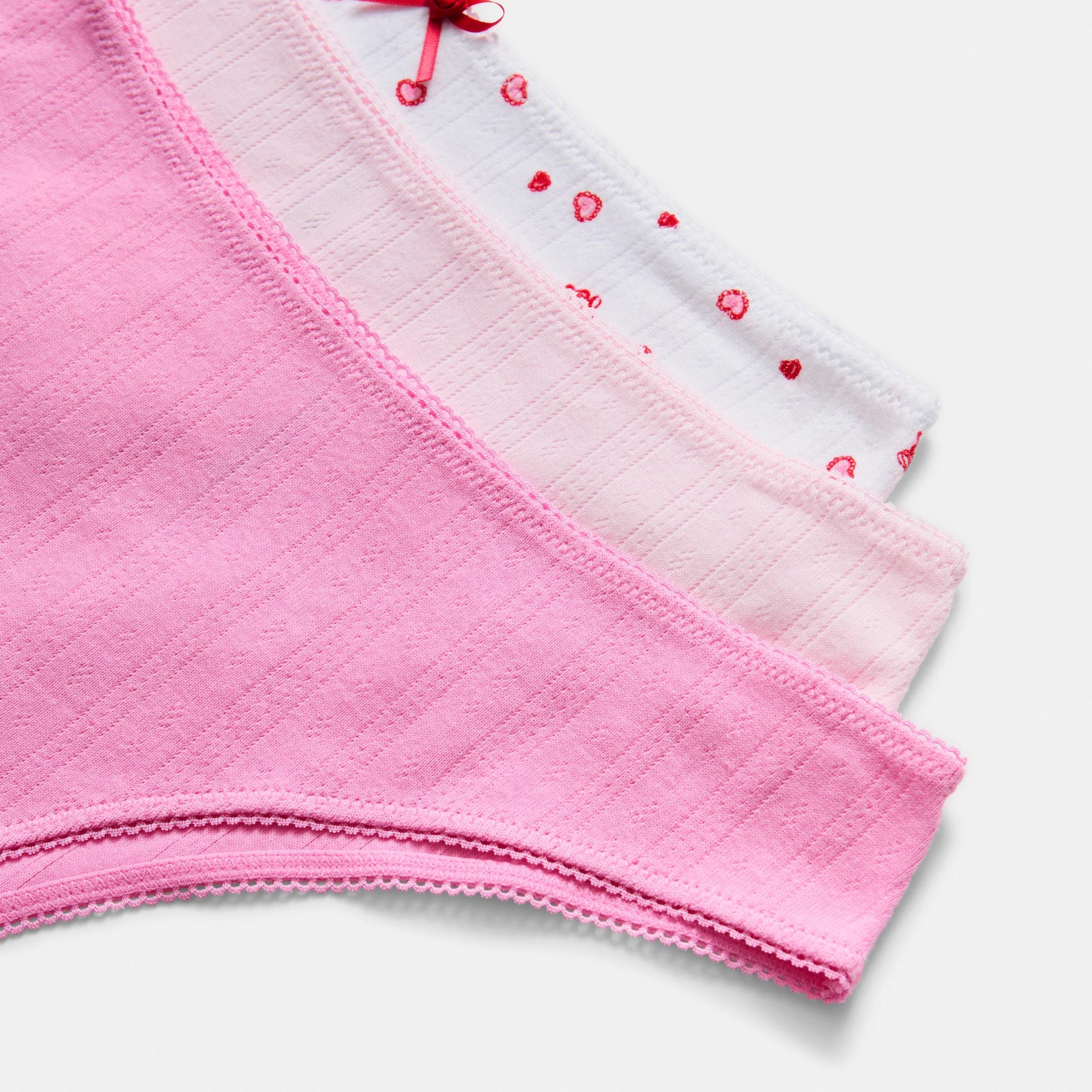 3 3 Pack Pointelle Cheeky Bikini Briefs Heart Lock, 3 of 10