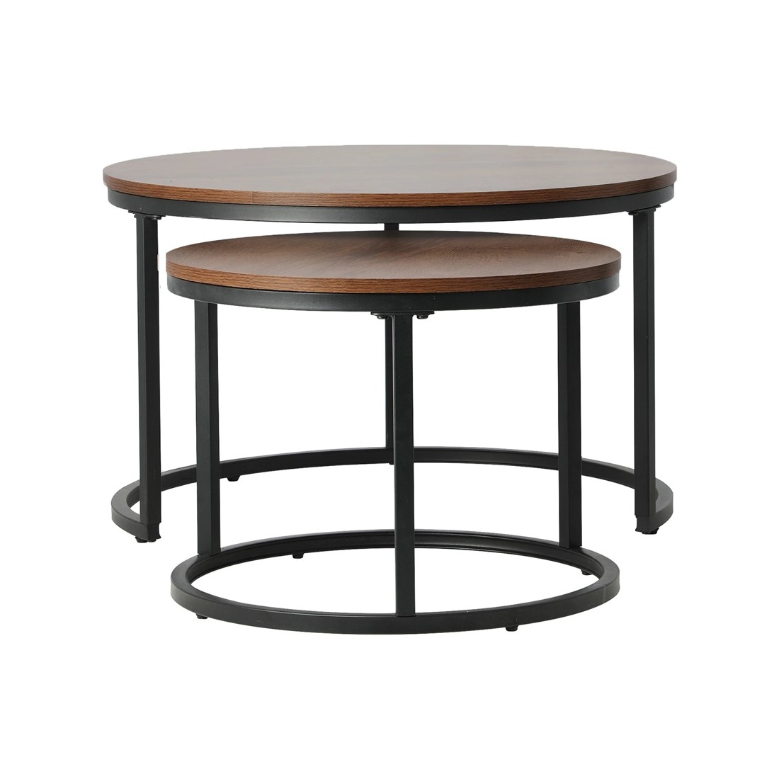 8 Oikiture Set Of 2 Coffee Table Round Nesting Side End Table
 - Brown, 8 of 10