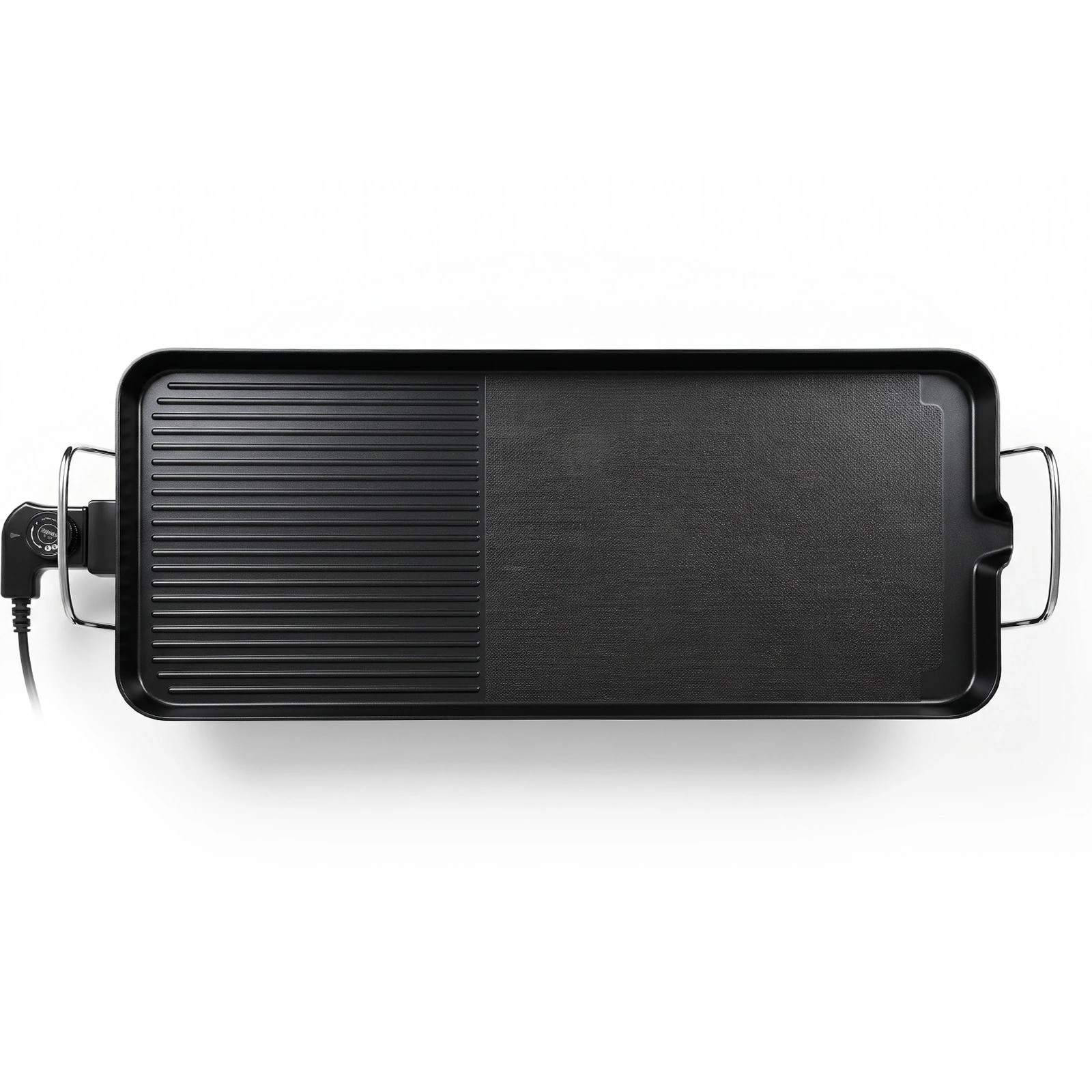 2 Yopower 70cm Electric Grill with Ribbed & Flat Surface - Black, 2 of 4