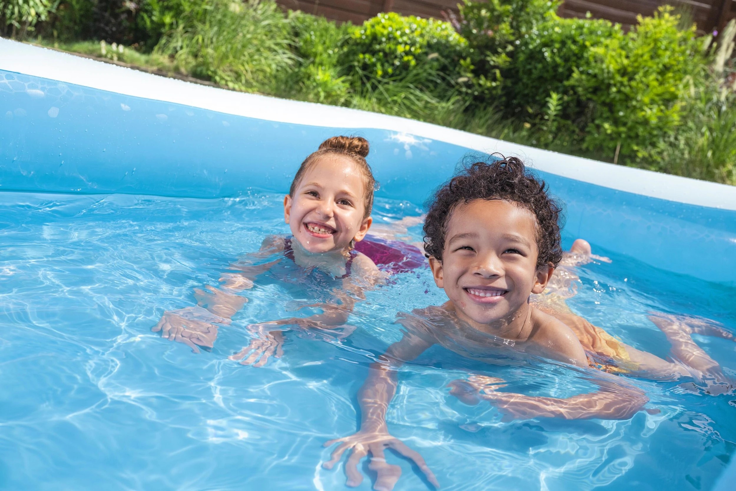 2 Bestway Inflatable Blue Rectangular Family Pool, 2 of 6