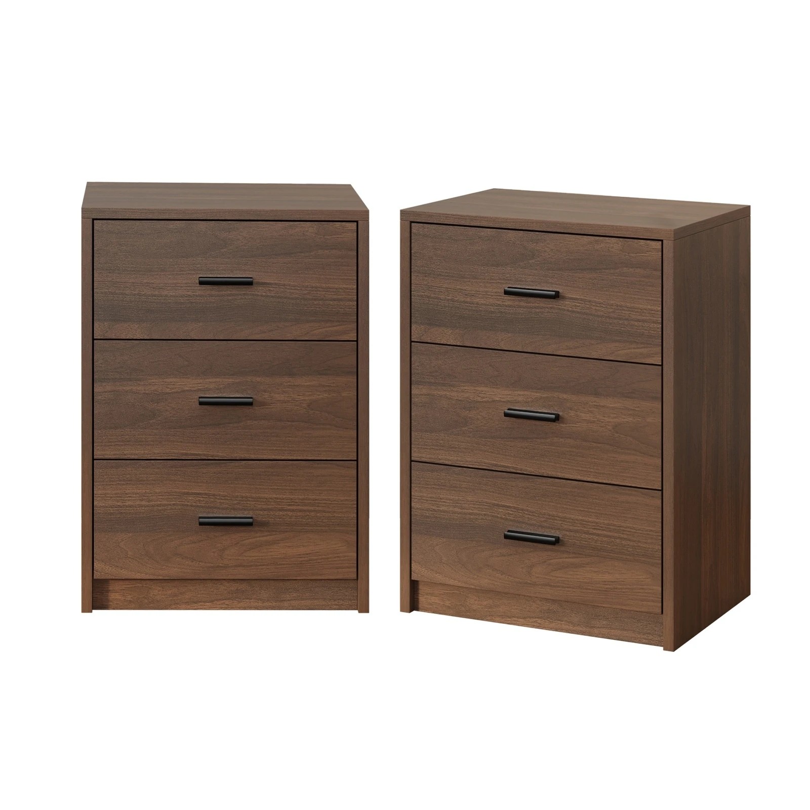 1 Oikiture 2x Bedside Table 3 Drawers Nightstand Bedroom Storage Side End - Brown, 1 of 9