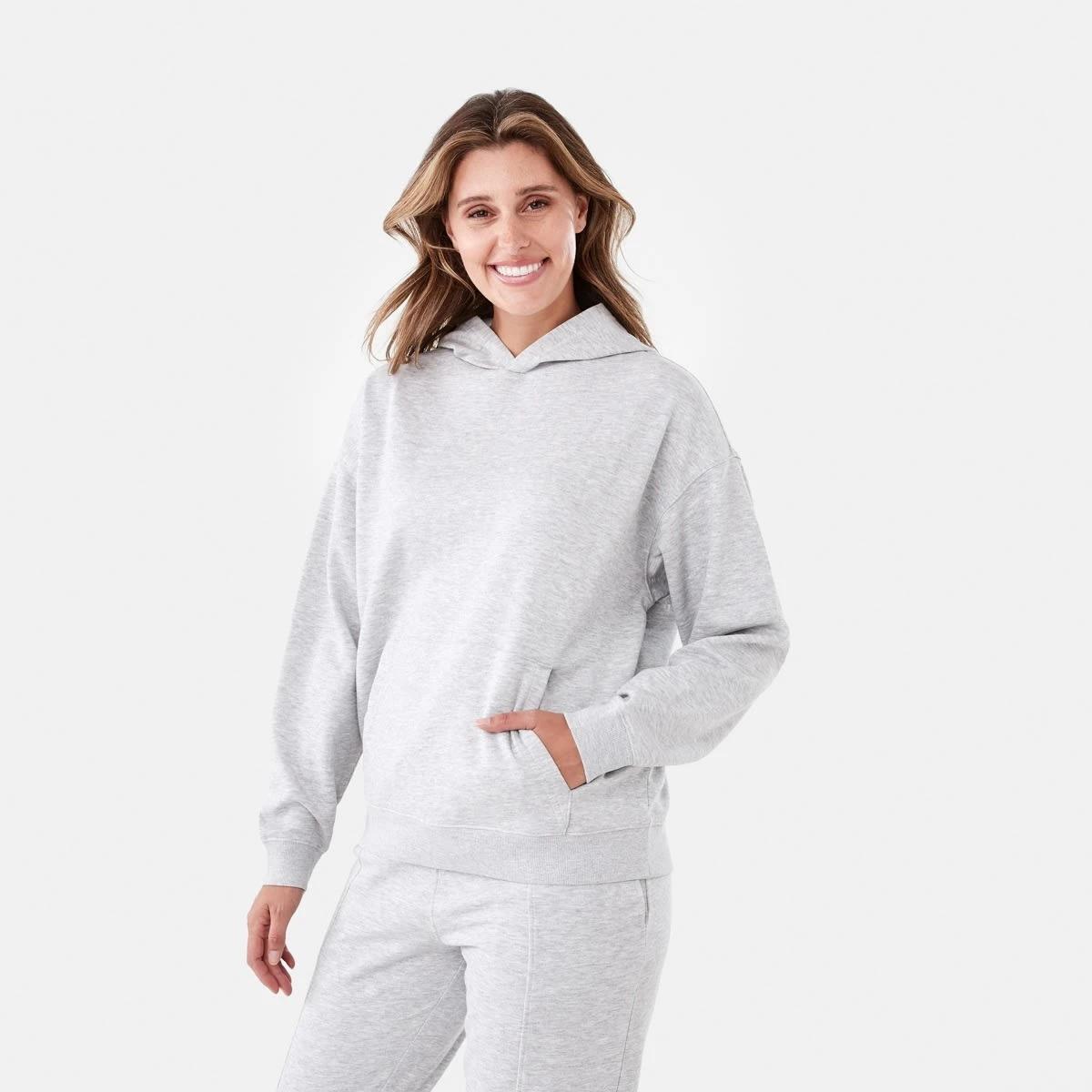 1 Active Womens Core Pop Over Hoodie SOFT GREY MARLE, 1 of 6