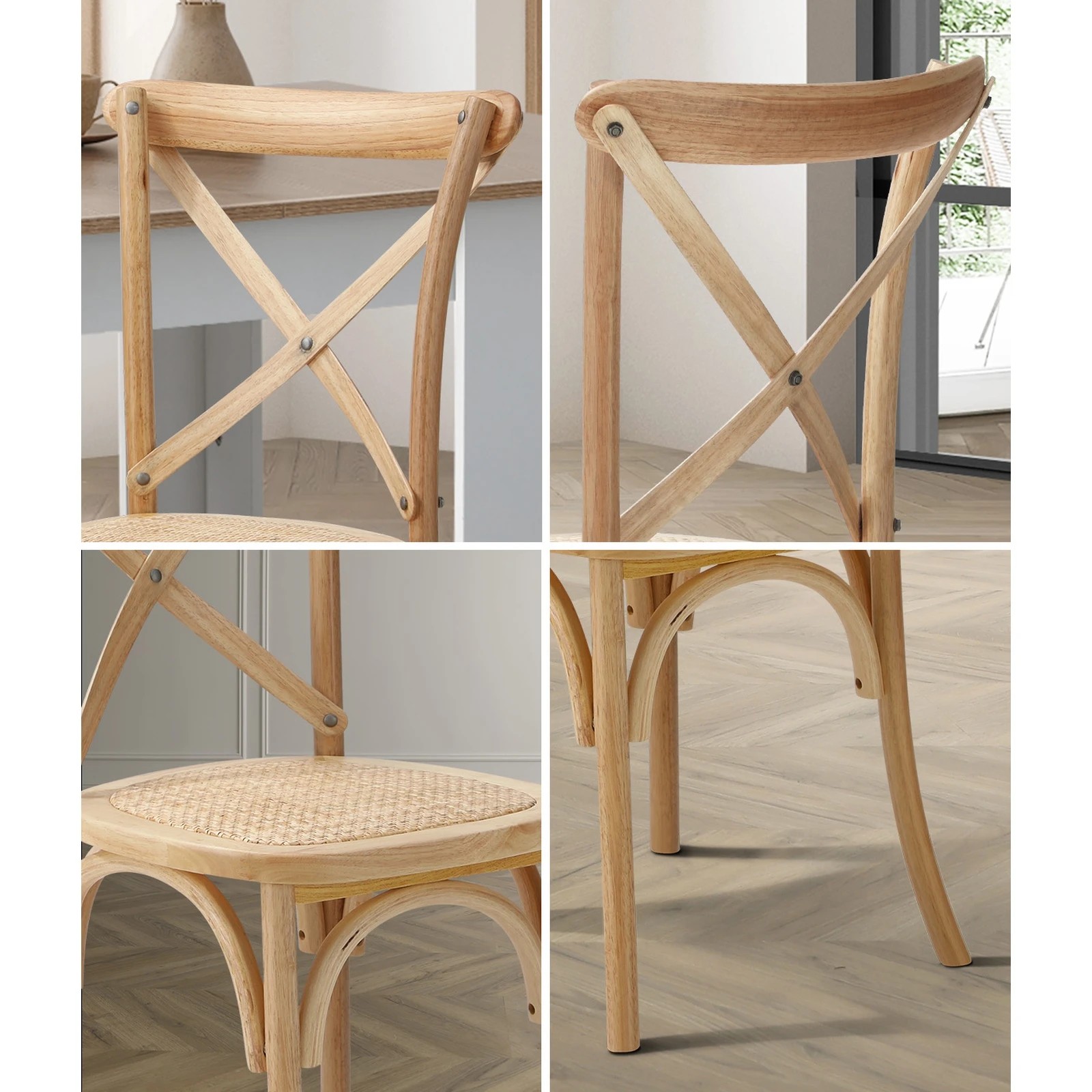 4 Oikiture 160cm Extendable Dining Table With 6pcs Dining Chairs Crossback Wooden
 - Multi, 4 of 10
