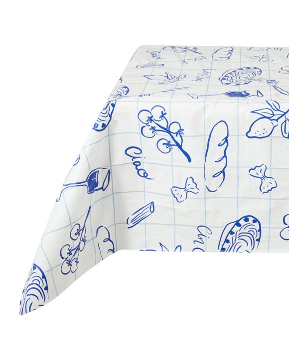 Reusable Heavy Duty Tablecover - White and Blue