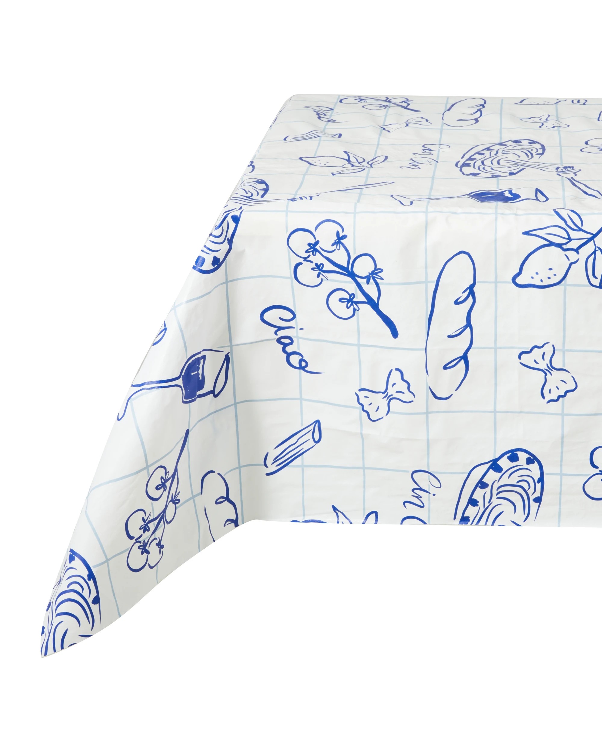 1 Reusable Heavy Duty Tablecover - White and Blue, 1 of 3