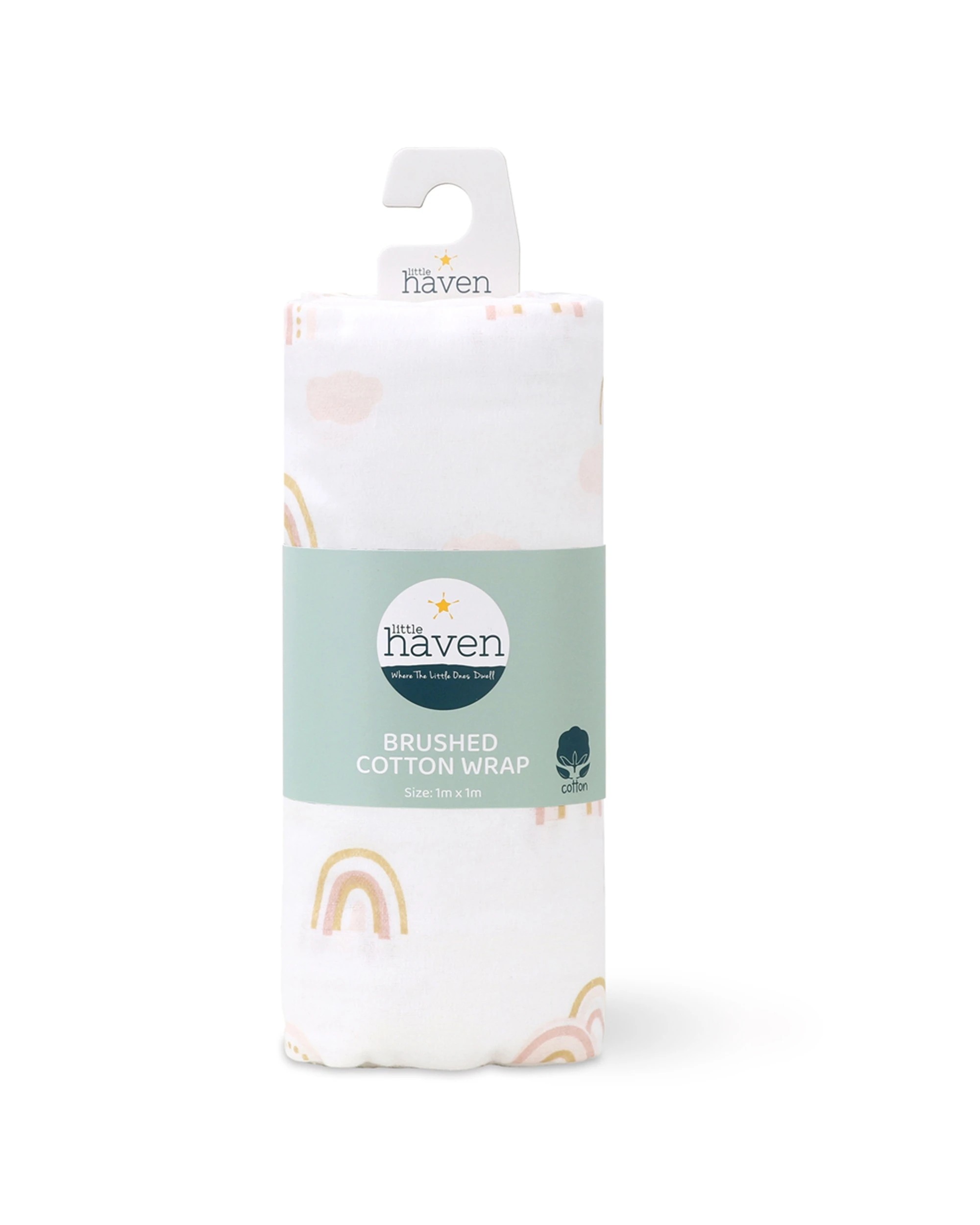 1 Little Haven Brushed Cotton Rainbows Baby Wrap Blanket Swaddle Lightweight - Multi, 1 of 3