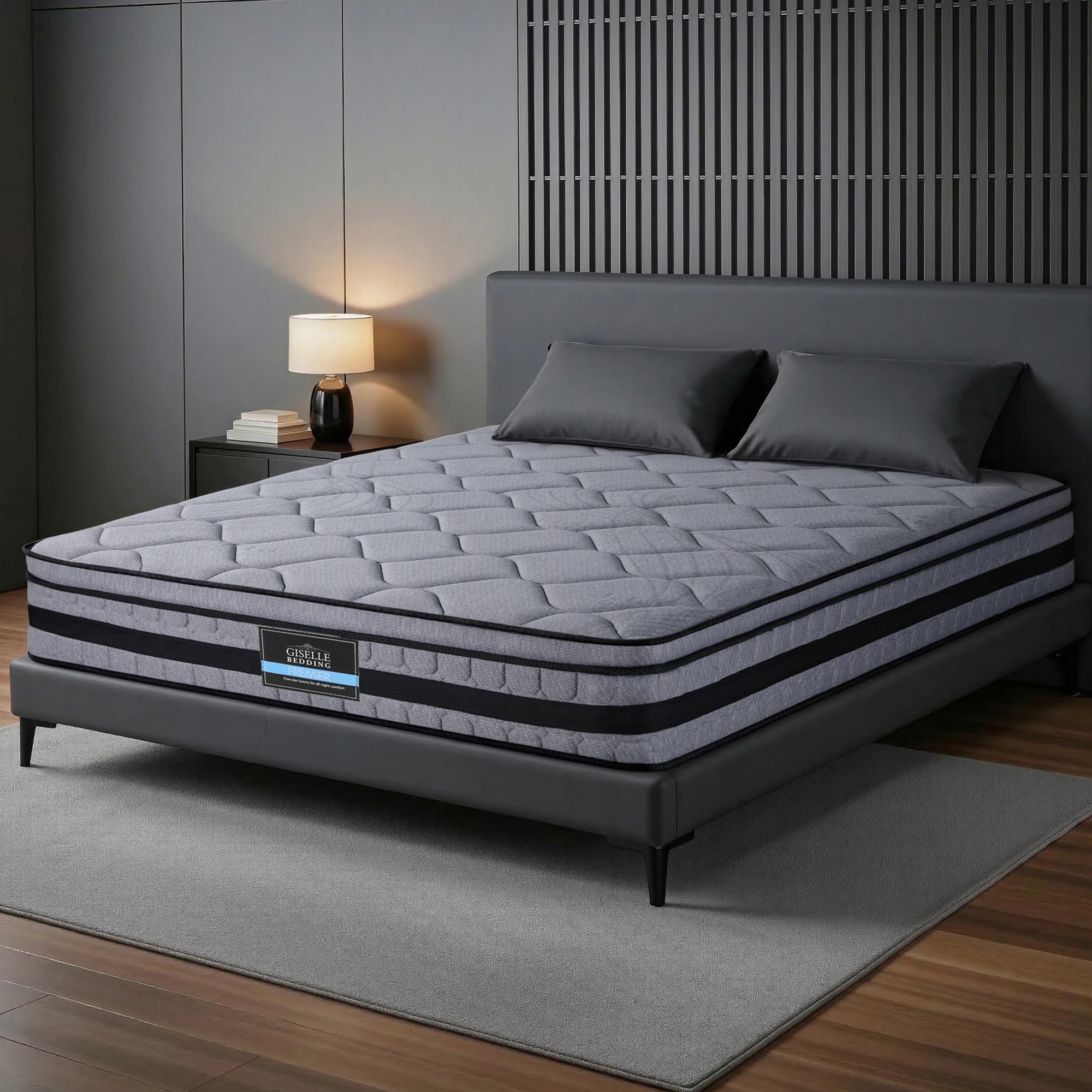 2 Giselle Bedding 34cm King Mattress Hybrid Pocket Spring Bed Mattress - Grey, 2 of 3