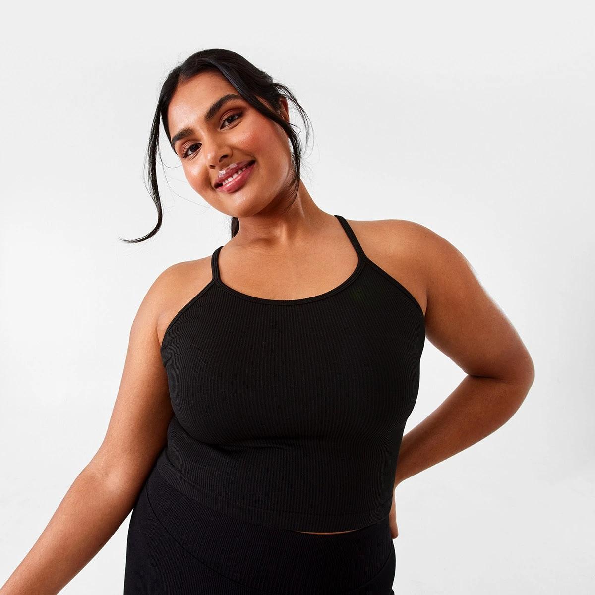 3 Active Womens Seamfree Strappy Tank Black, 3 of 9