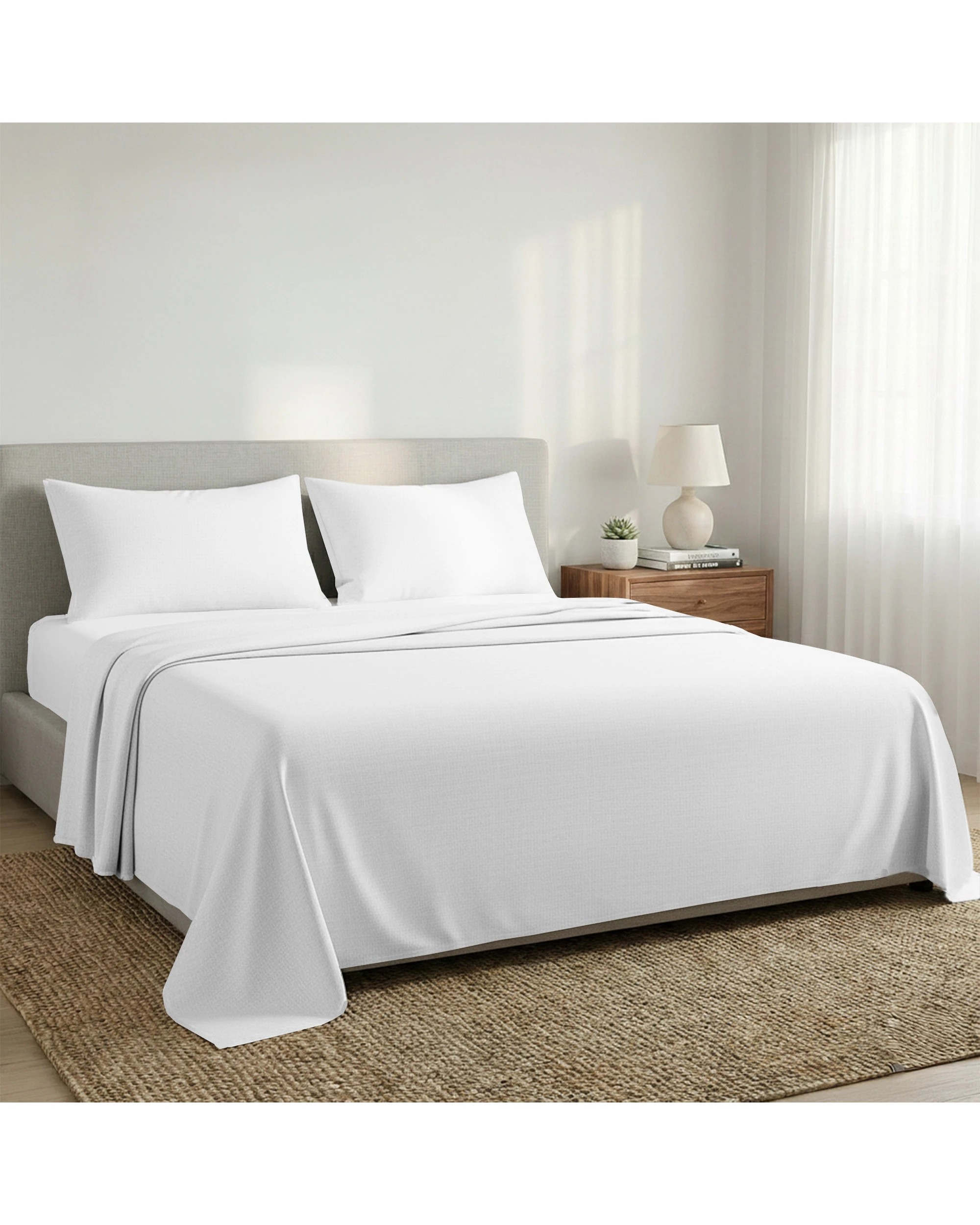 7 750 Thread Count Pure Cotton Queen Bed Sheet Set 4 Piece Gift Pack - Queen Bed - White, 7 of 8