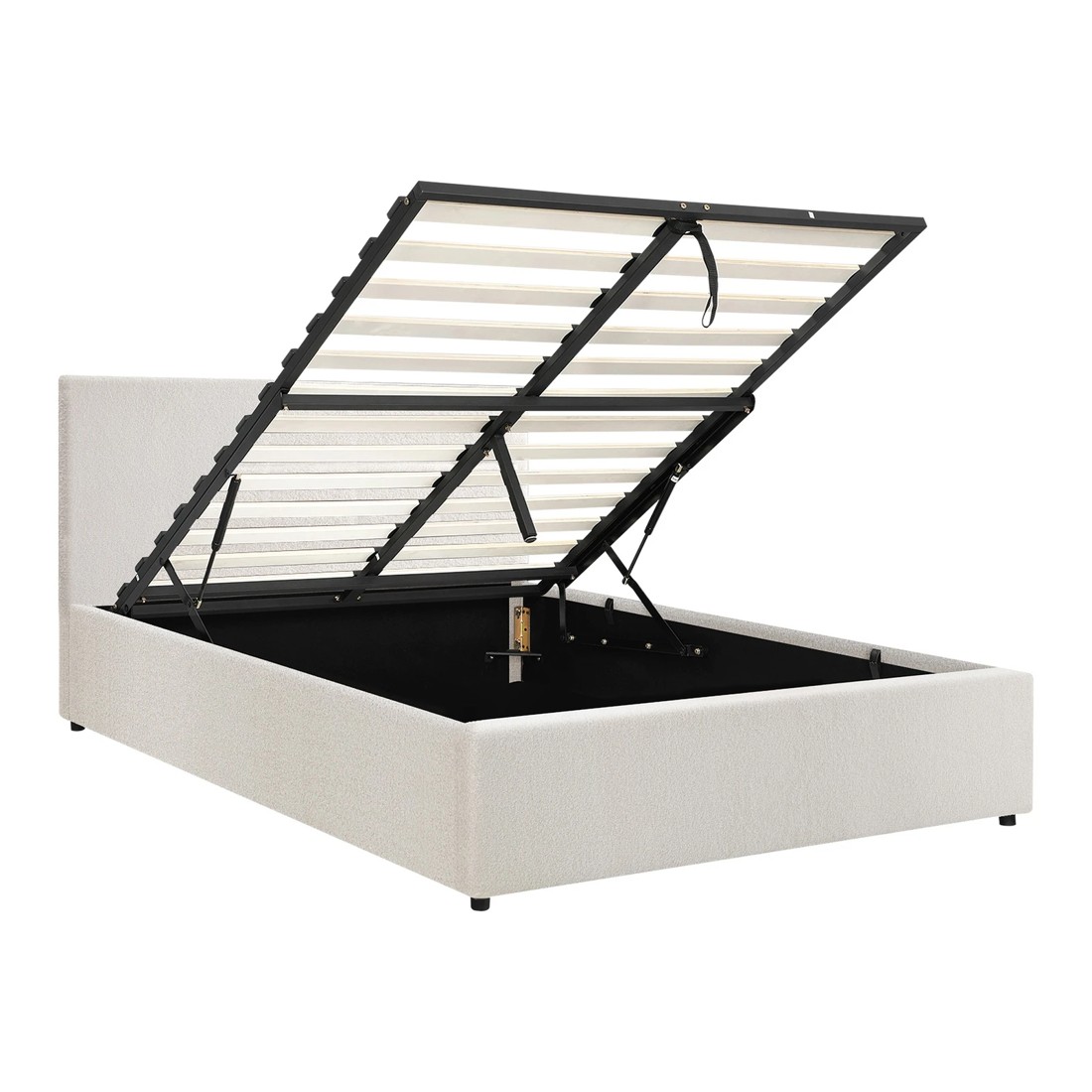 9 Oikiture Double Bed Frame Gas Lift Base With Storage Boucle
 - White, 9 of 10