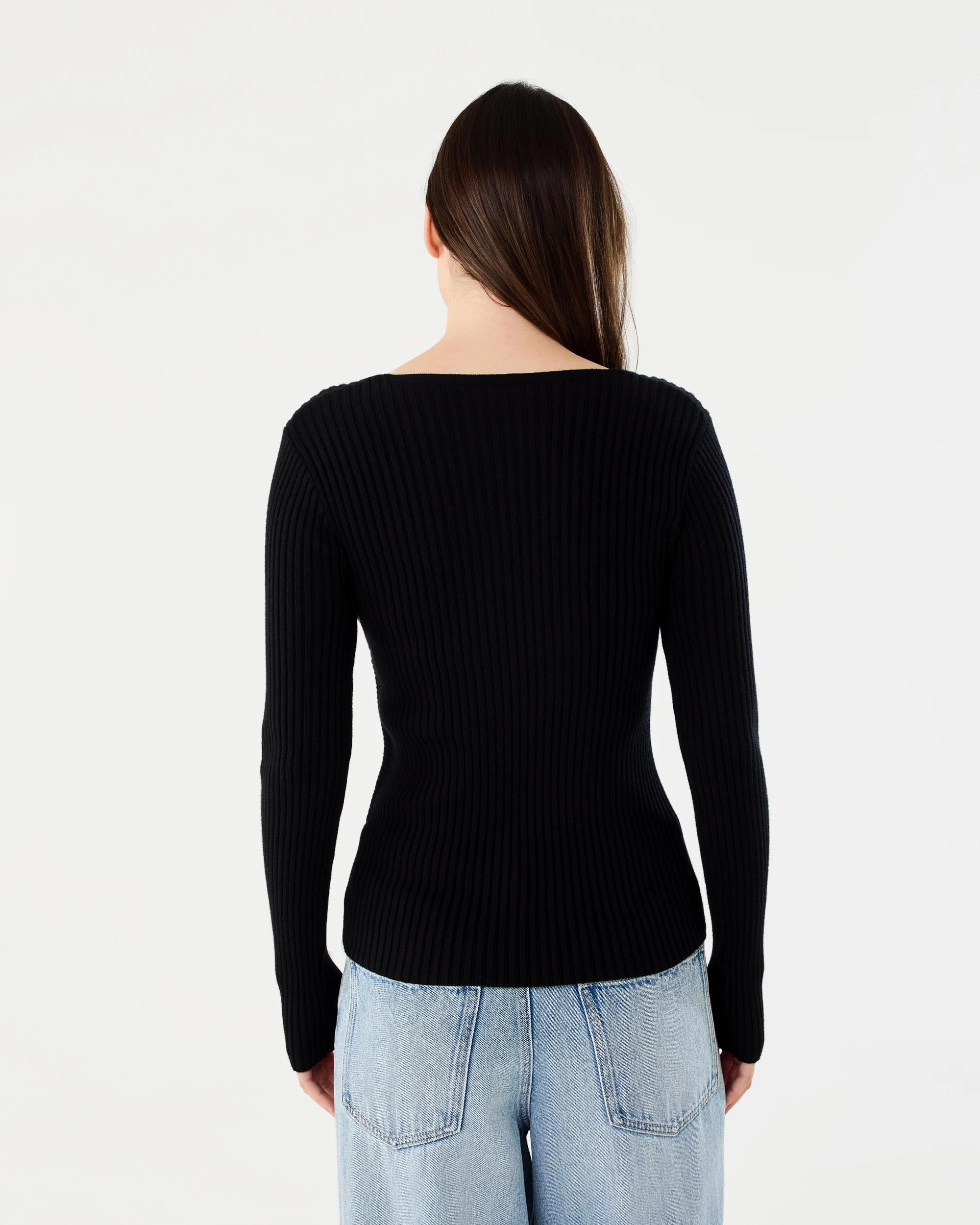 3 Long Sleeve Wrap Top Black, 3 of 6