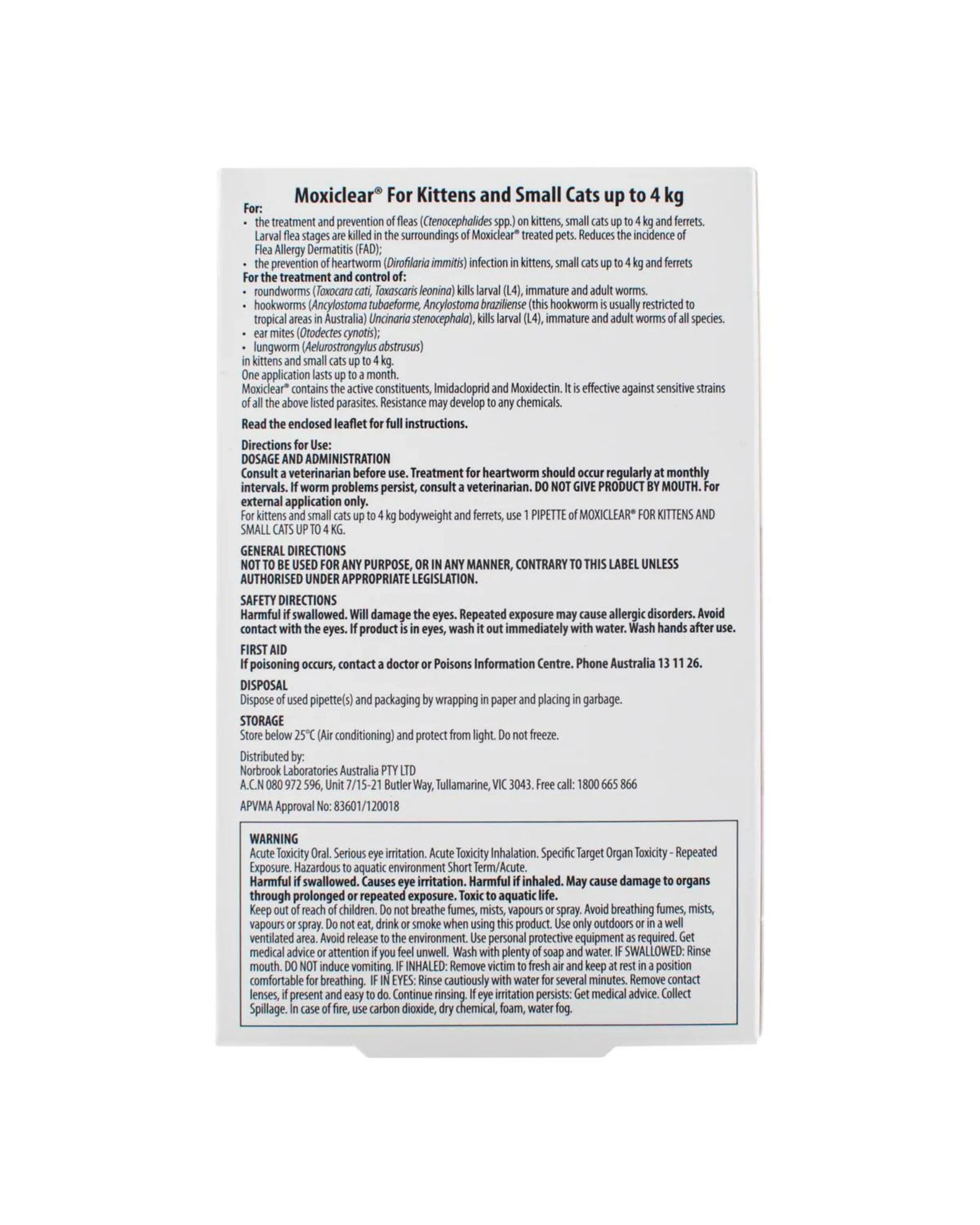 2 Moxiclear Fleas & Worms Treatment for Kitten & Small Up to 4kg Purple 3 Pack, 2 of 2