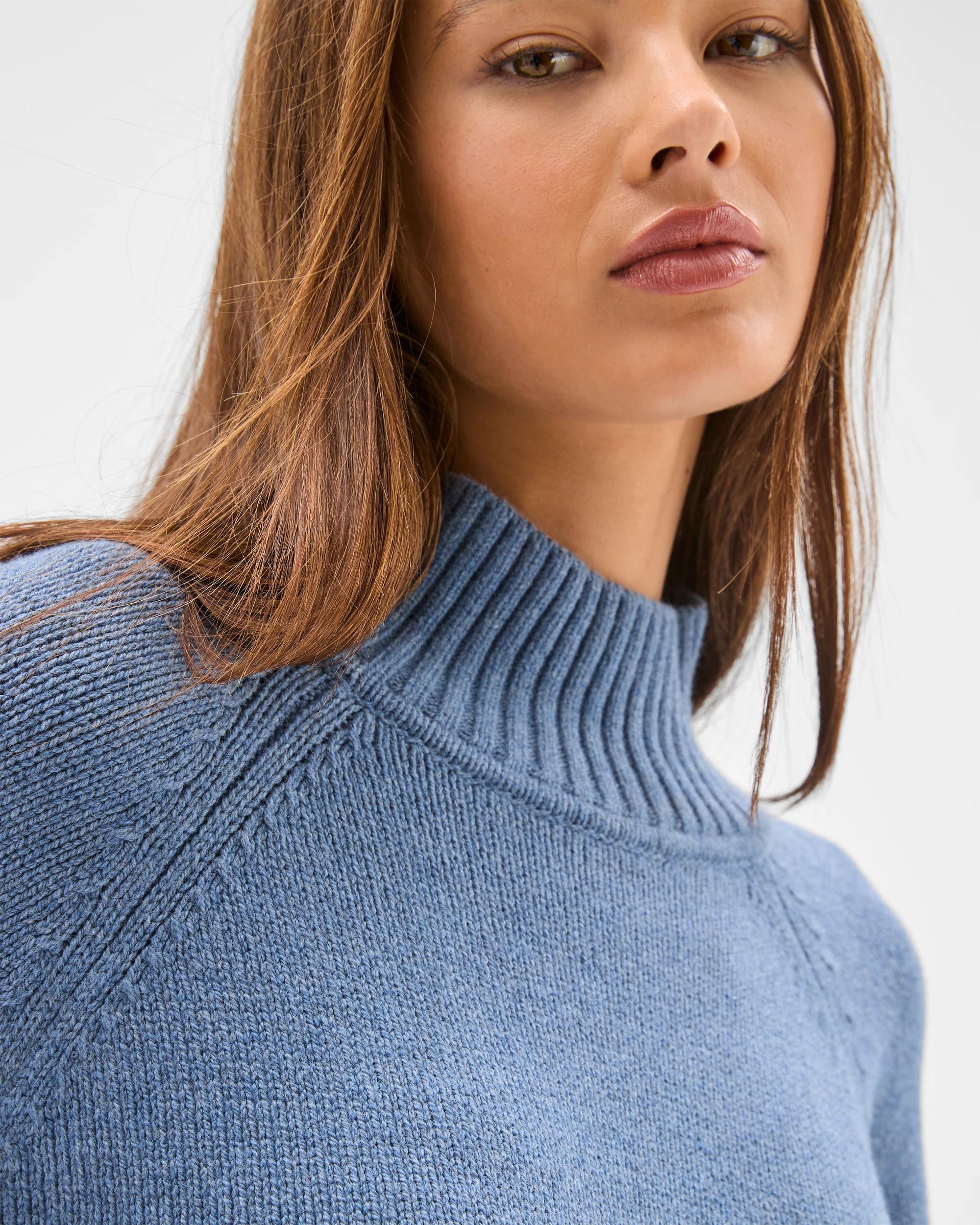4 Lily Loves Australian Cotton Blend High Neck Knit Jumper DENIM BLUE, 4 of 5