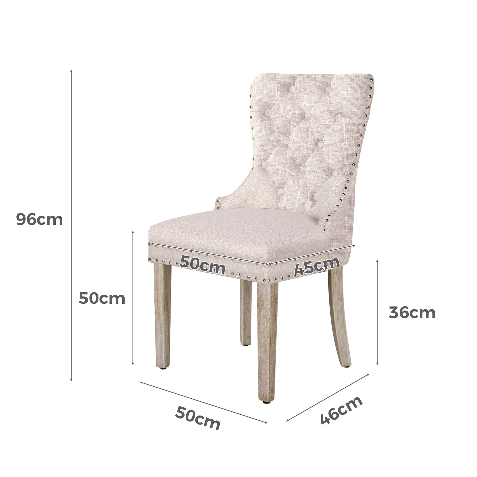 3 Alfordson 4x Dining Chairs Kitchen Lounge Padded Diamond Tufted Fabric - Beige, 3 of 4