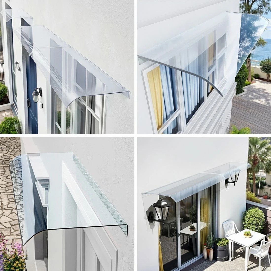 4 Instahut Window Door Awning 0.4mx1m Transparent - Clear, 4 of 8