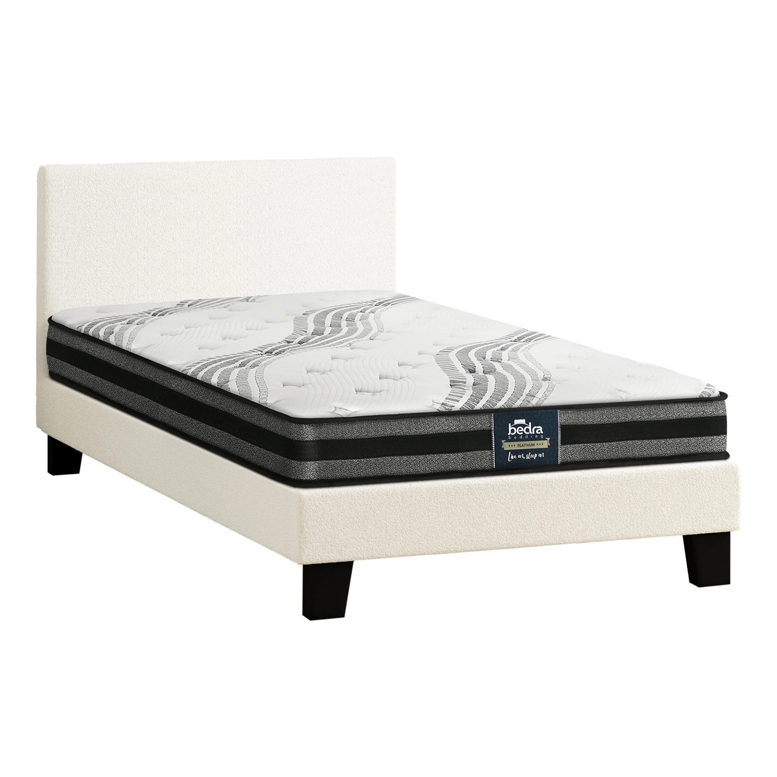 1 Oikiture Single Bed Frame With Mattress Set
 - White, 1 of 9