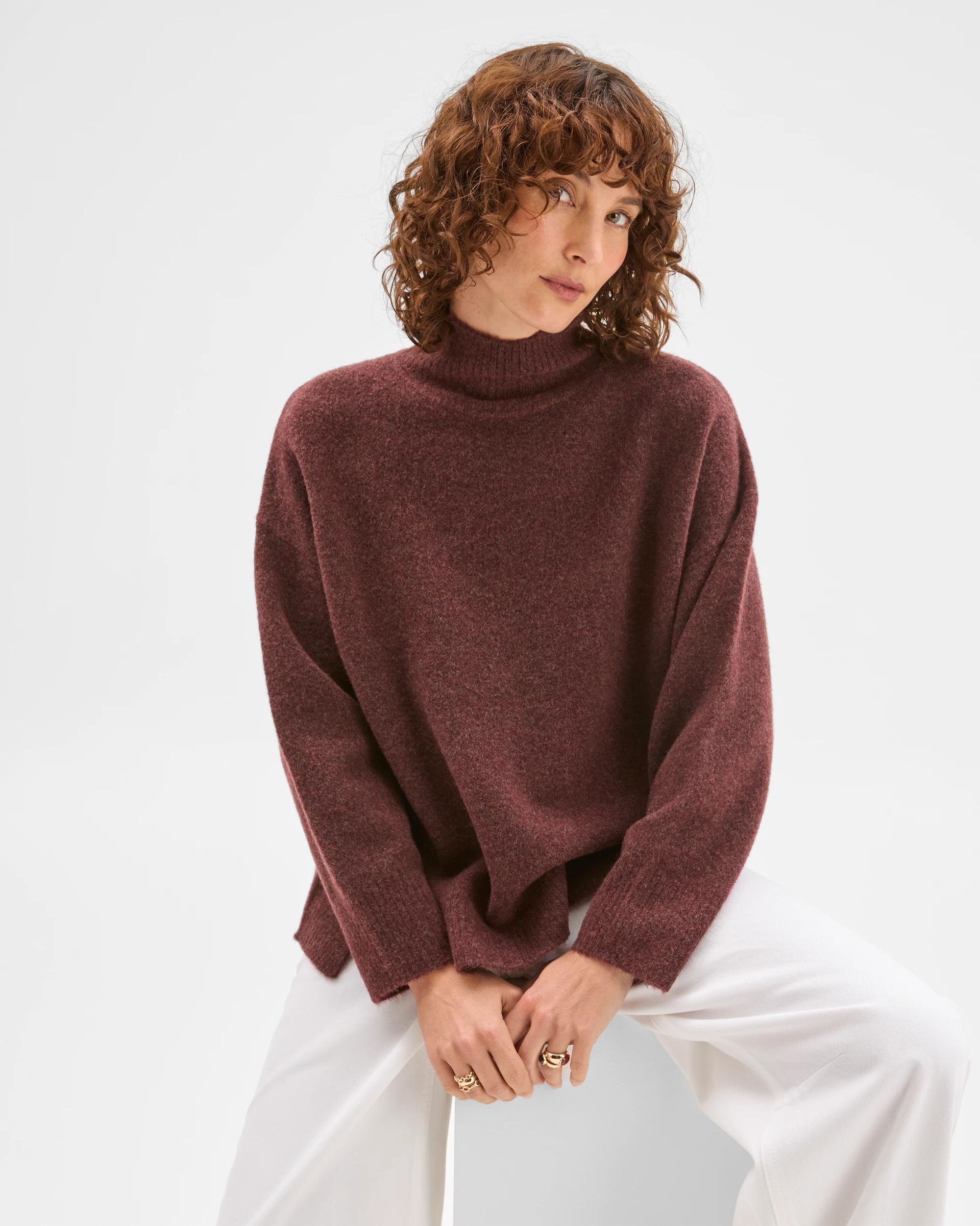 5 Target Woman Super Soft Mock Neck Jumper BURGUNDY, 5 of 7