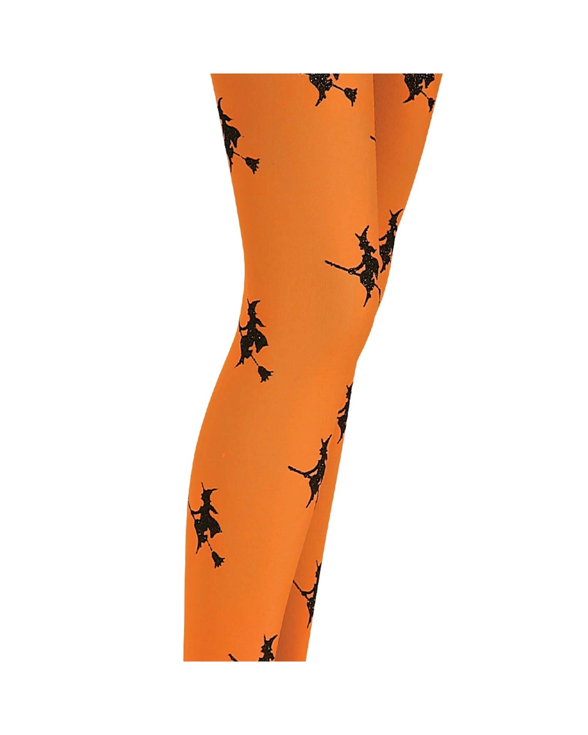 1 Rubies Kids Glitter Witch Tights - One Size - Orange, 1 of 1
