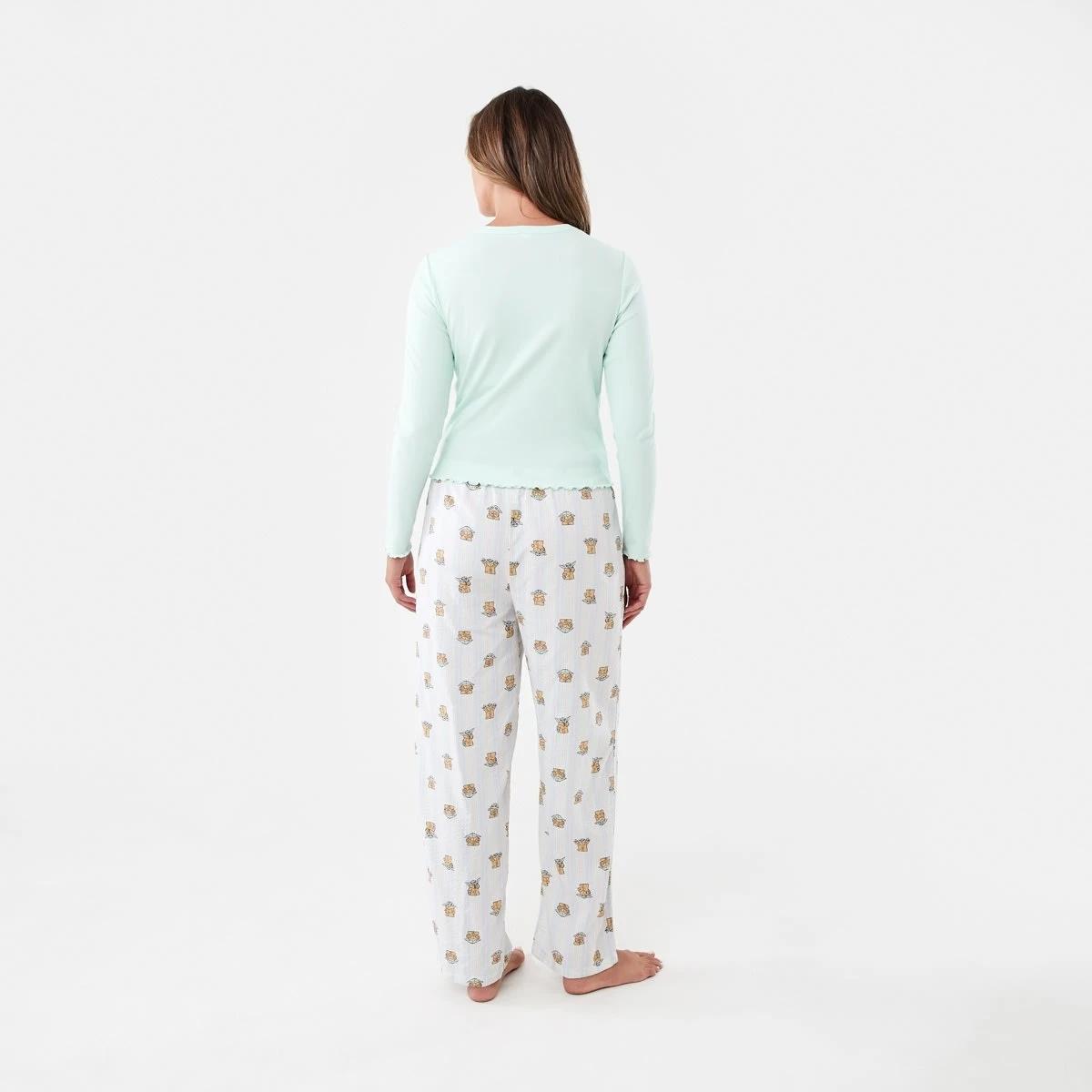 3 Star Wars Grogu License Long Sleeve Knit Top and Woven Pants Pyjama Set Grogu Stri, 3 of 6