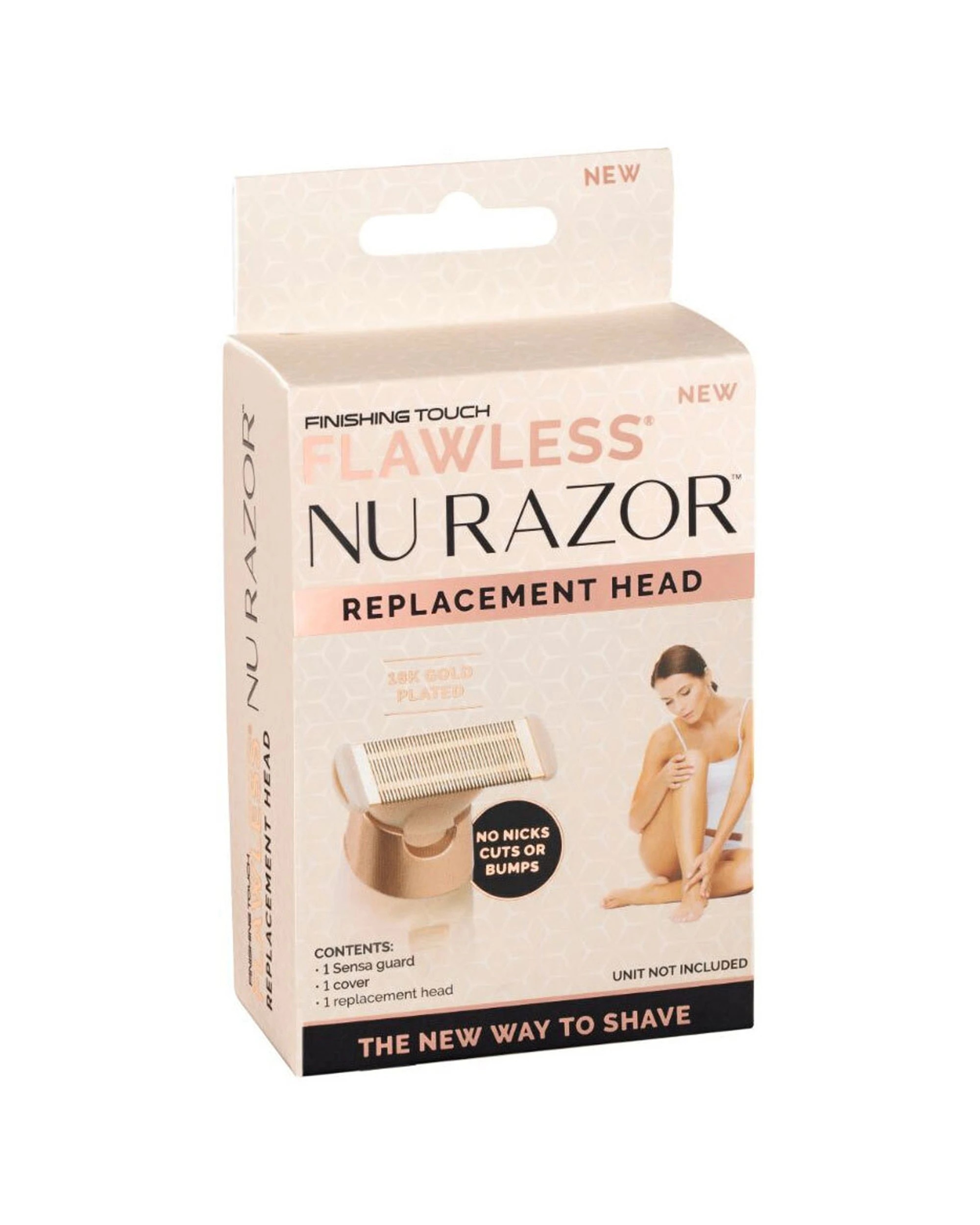 2 Flawless Finishing Touch Nu Razor Head Replacement With SensaGuard Cover 2PK - Pink, 2 of 3
