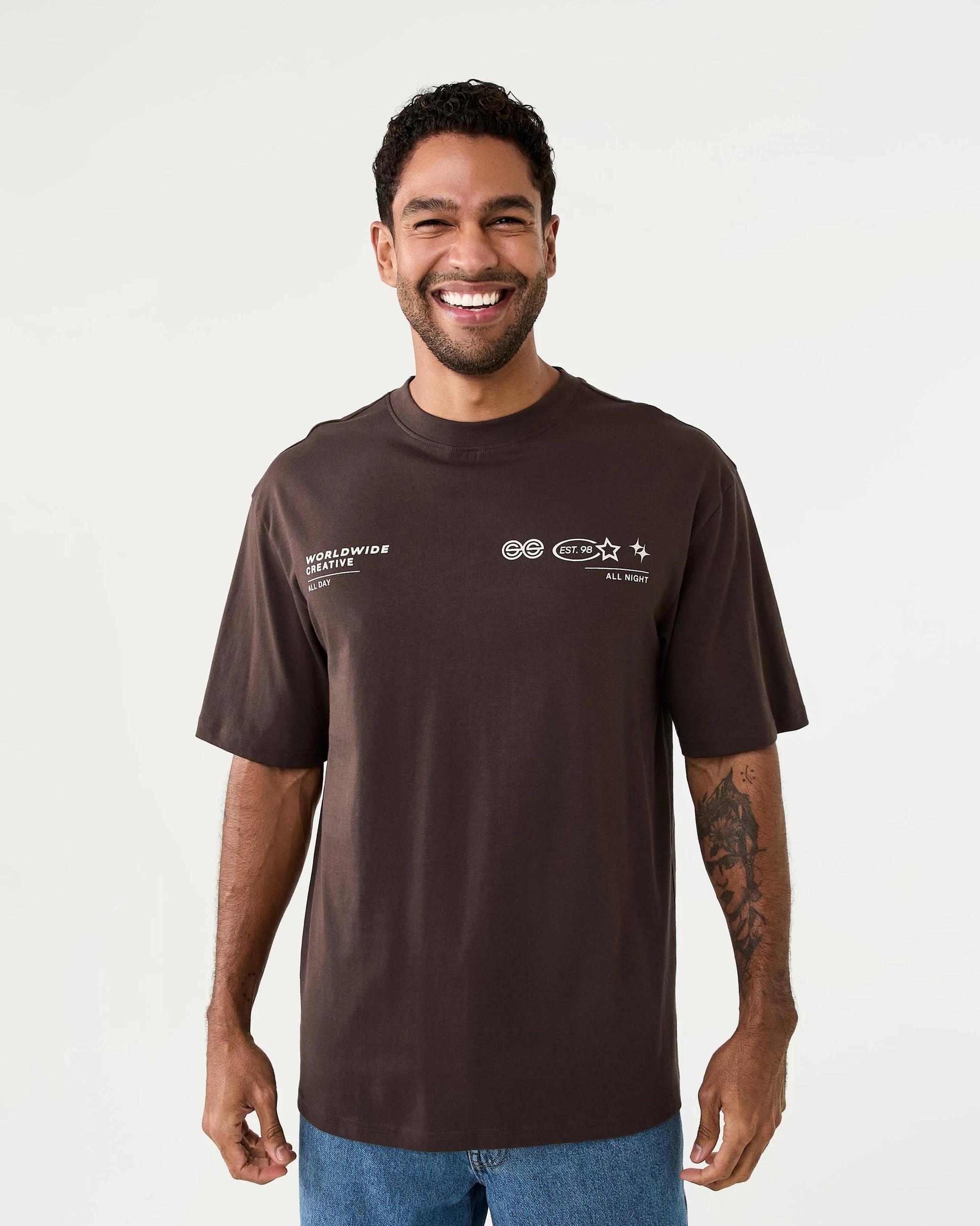 1 Oversized Print T-shirt Brn Dept, 1 of 8