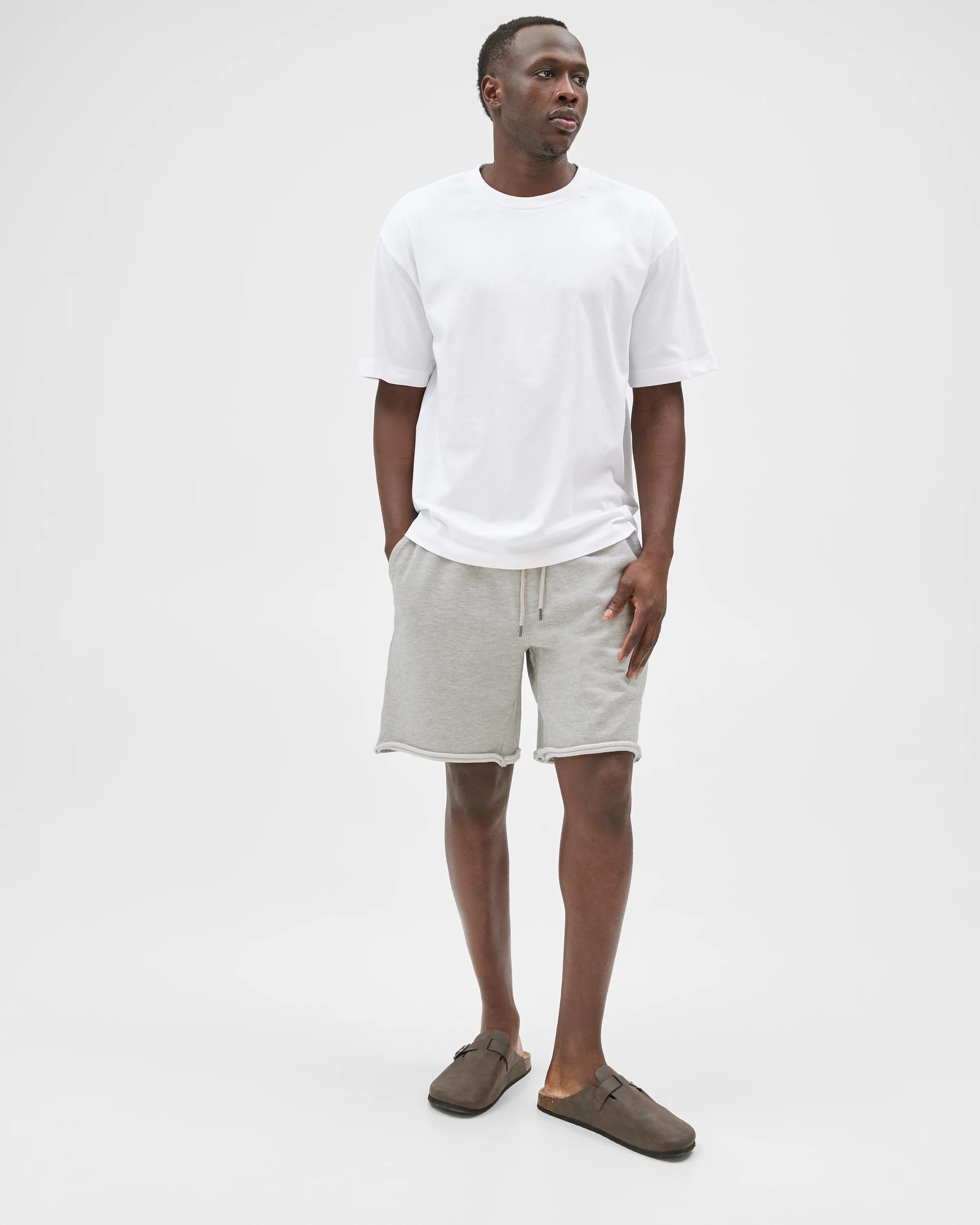 1 Commons Australian Cotton Rib Stripe Fleece Shorts GREY MARLE, 1 of 4