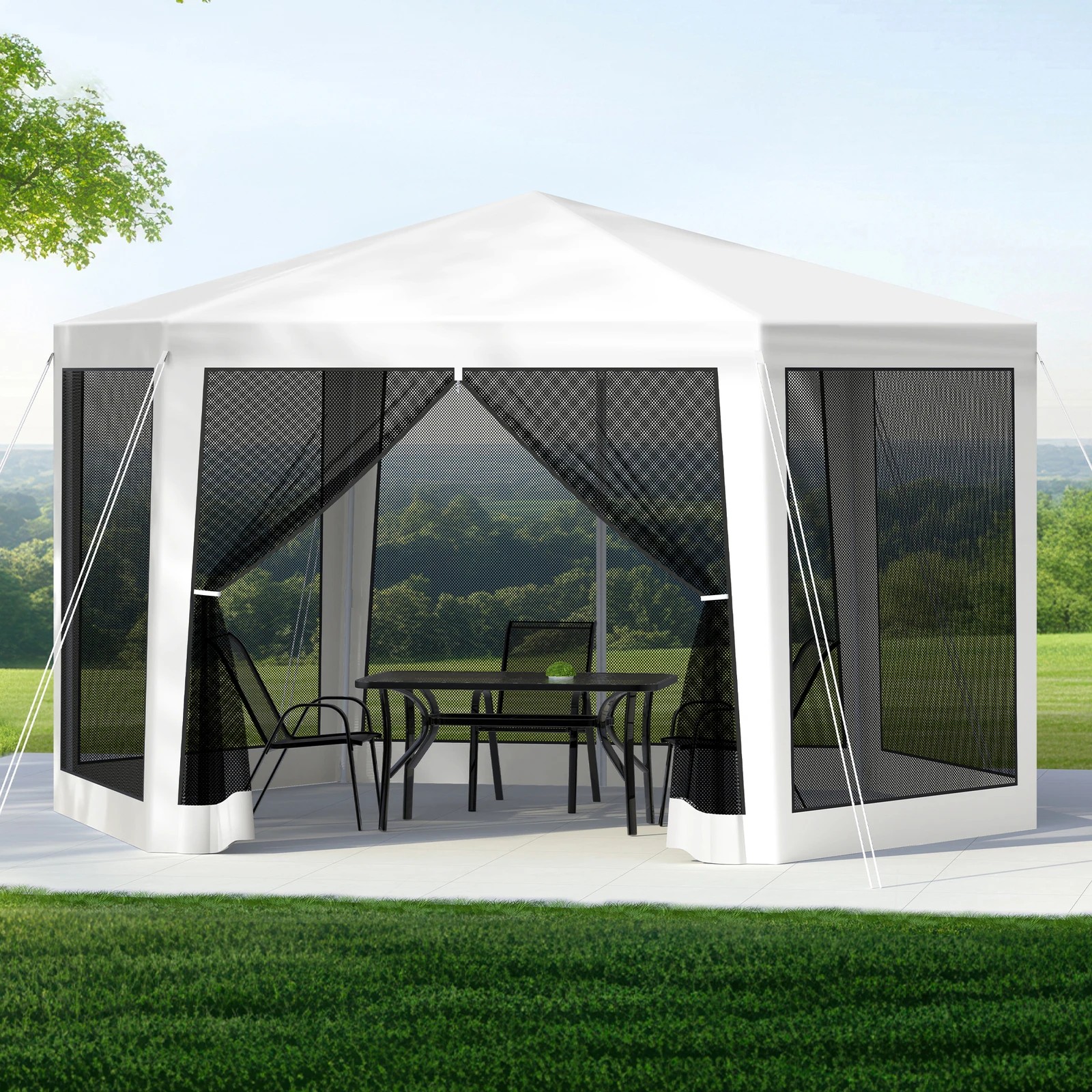 3 Alfordson Gazebo 2x2m Outdoor Camping Marquee Canopy Mesh Wall Portable - White, 3 of 10