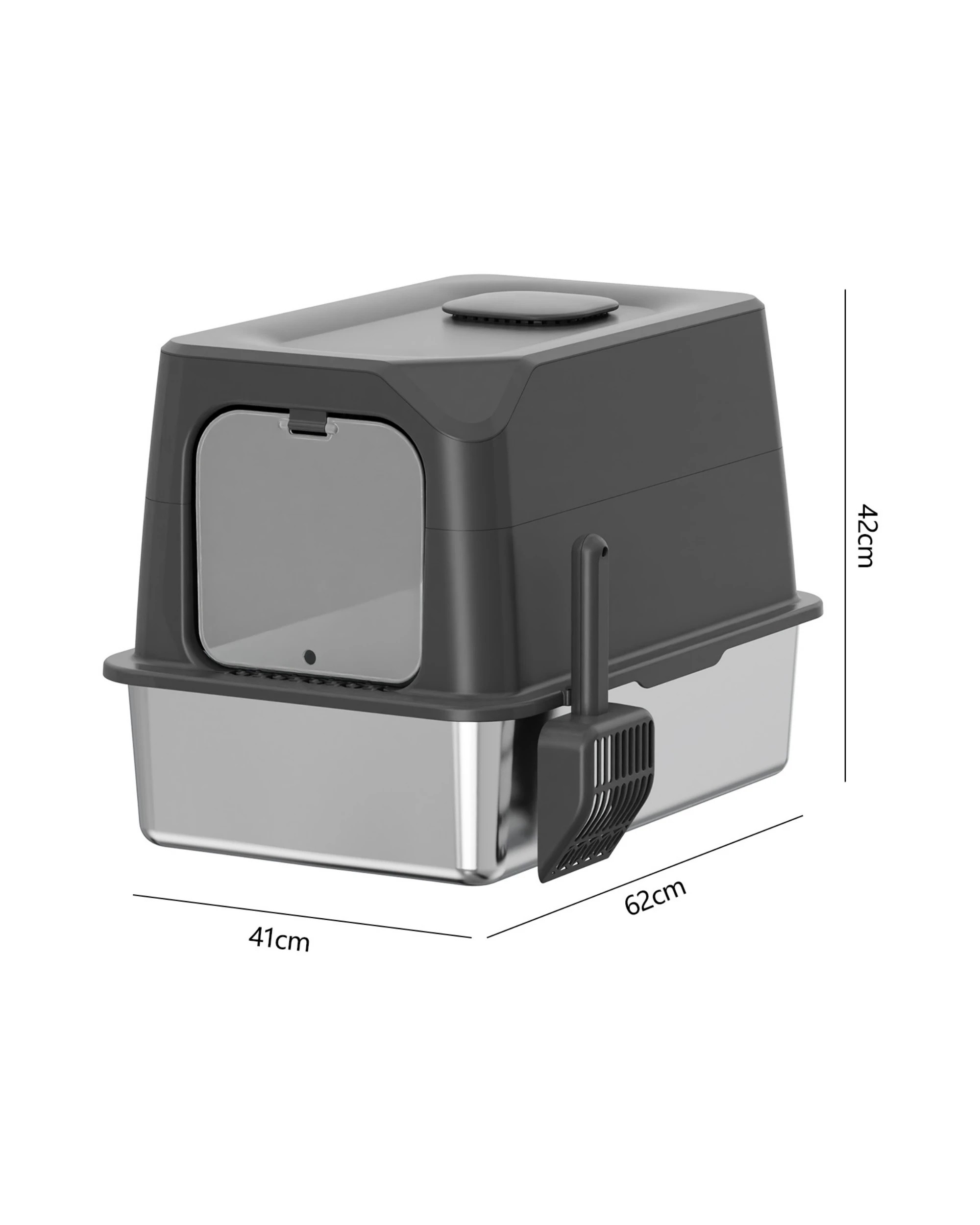 8 Advwin Cat Litter Box Large Stainless Steel High Sided Pet Toilet Odour Control, 8 of 8